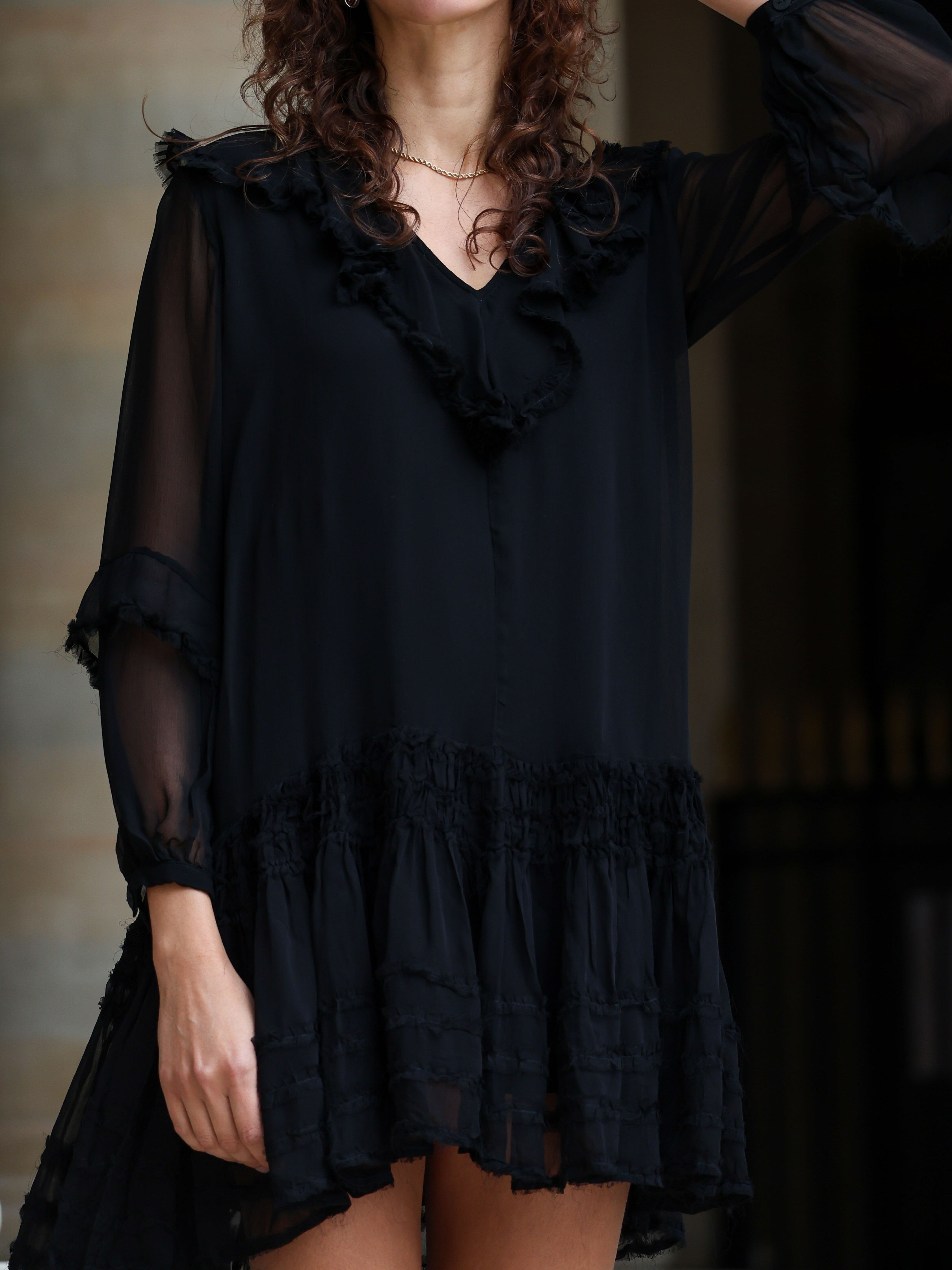 Aurora Ruffle Mini Dress - l u • c i e e