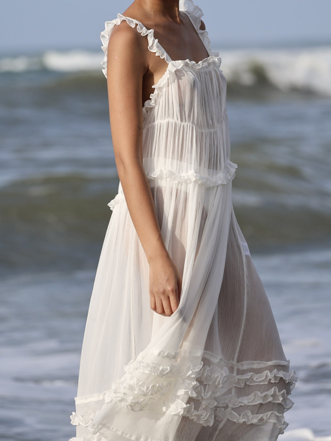 Linen Crinkle Maxi Dress Unlined - l u • c i e e