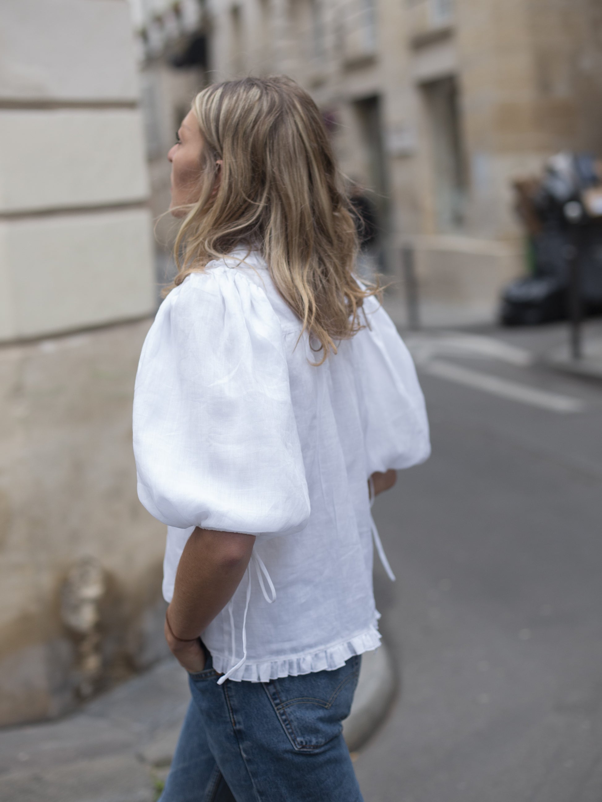 Valerie Ramie Shirt in White - l u • c i e e