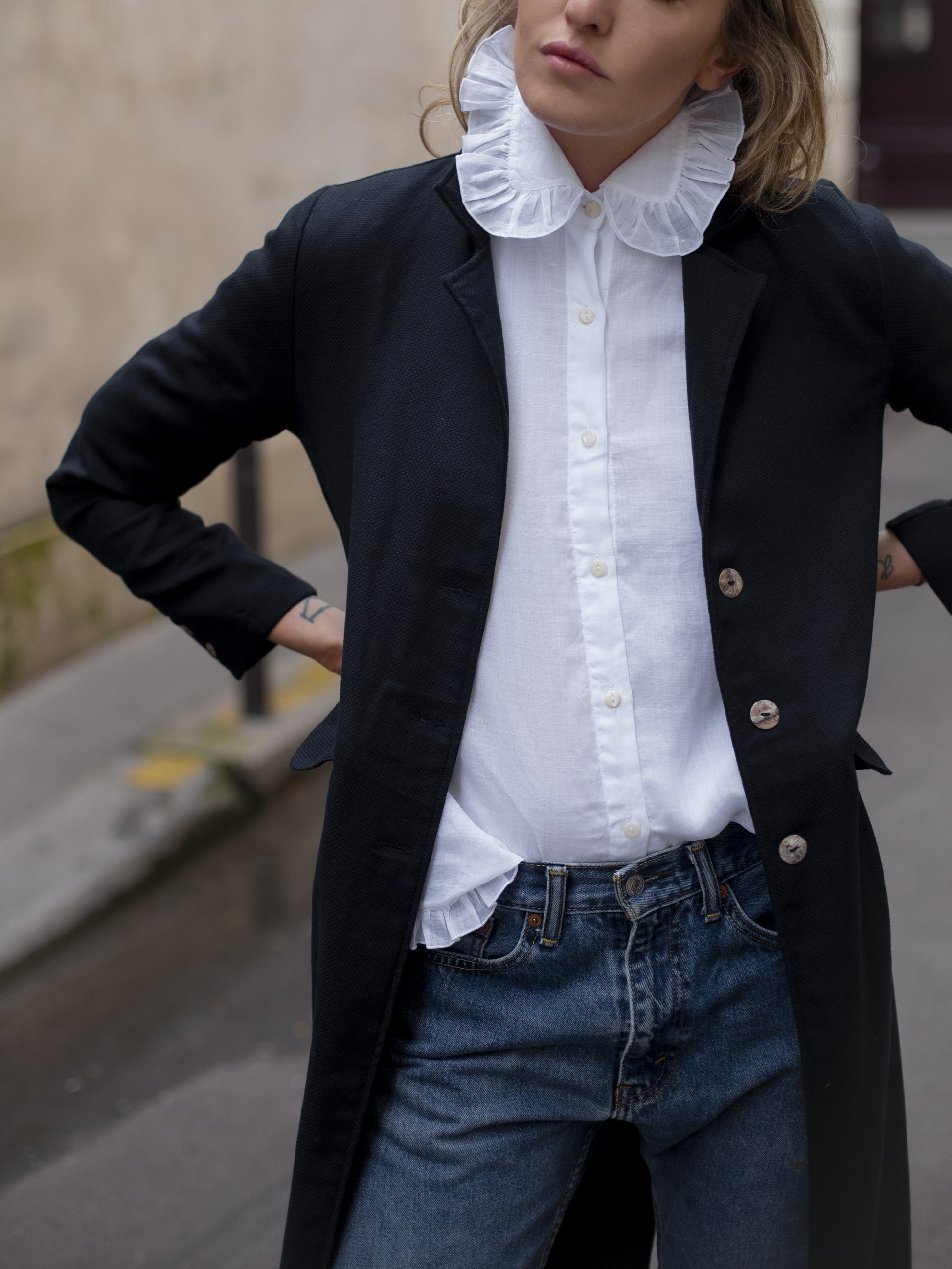 Valerie Ramie Shirt in White - l u • c i e e