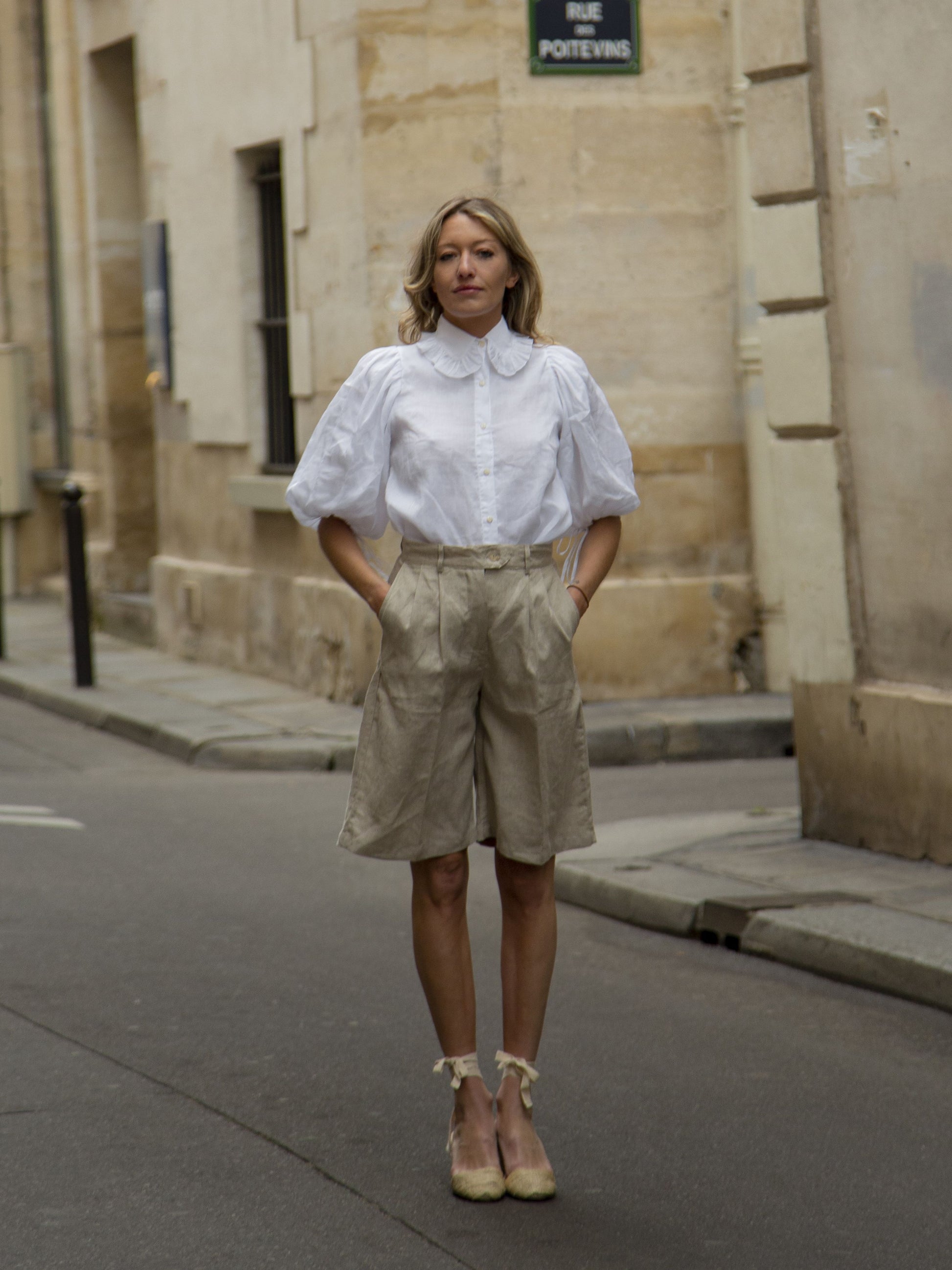 Valerie Ramie Shirt in White - l u • c i e e