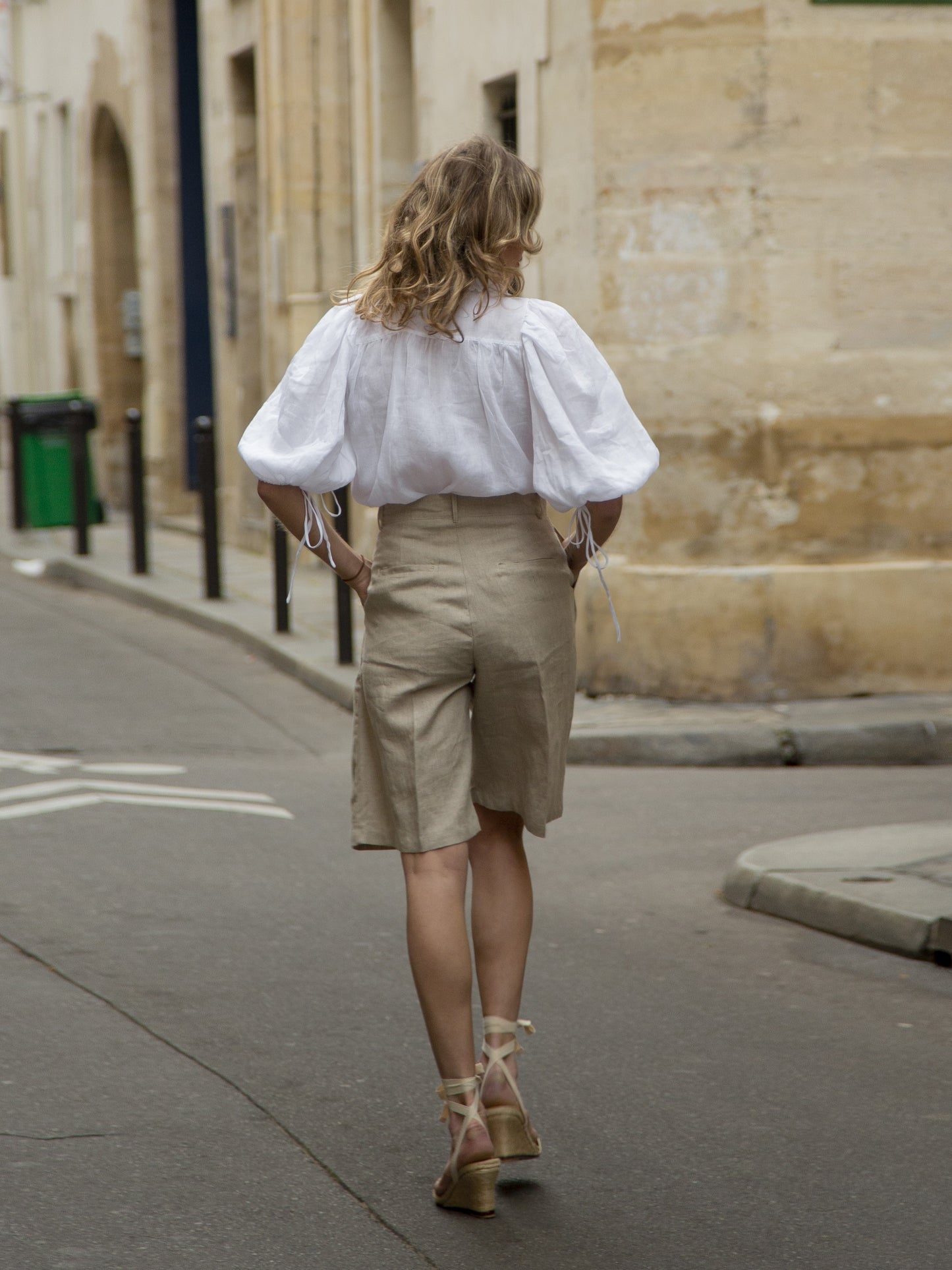 Linen Pleat Shorts in Brown - l u • c i e e