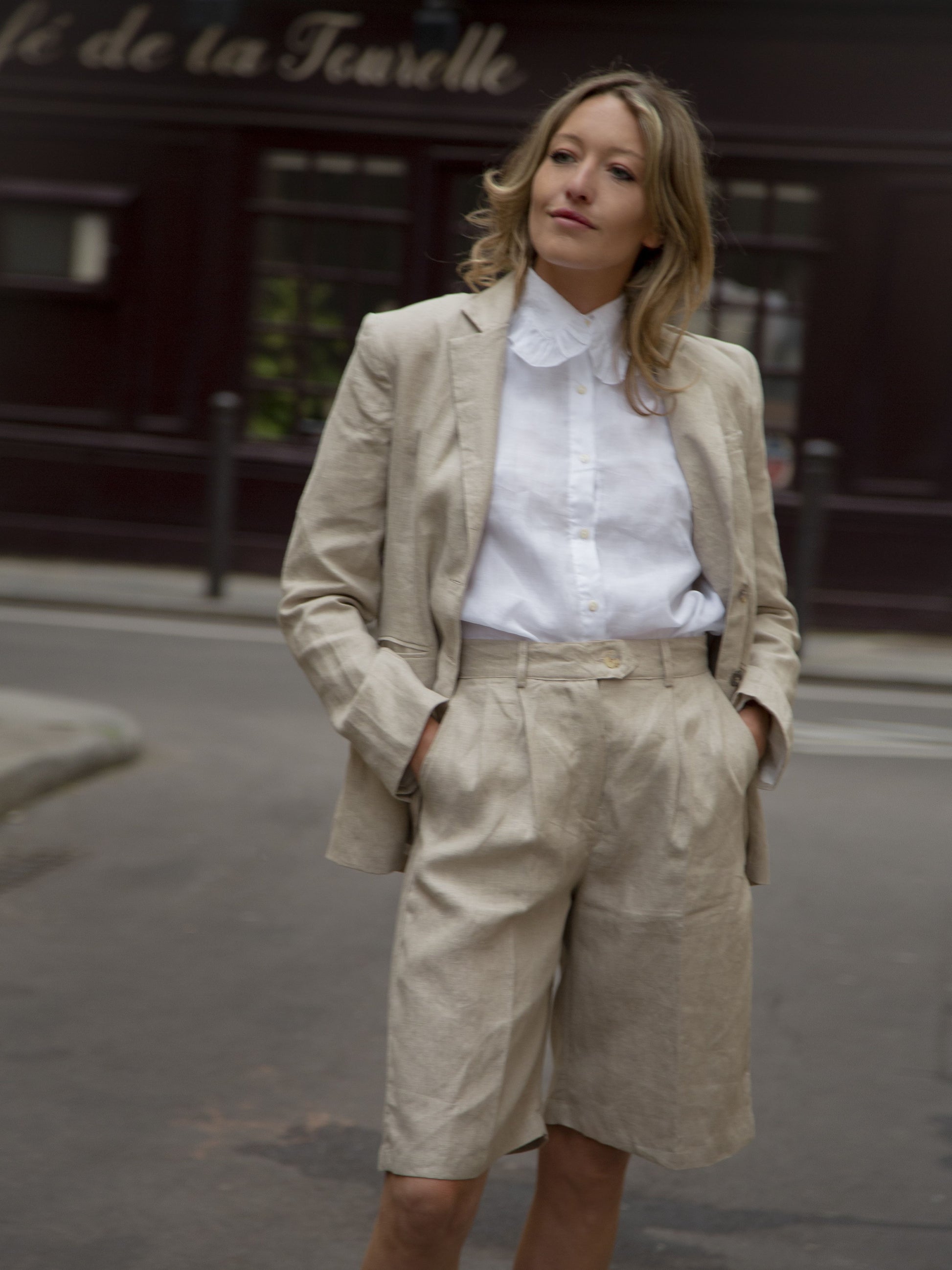 Valerie Ramie Shirt in White - l u • c i e e