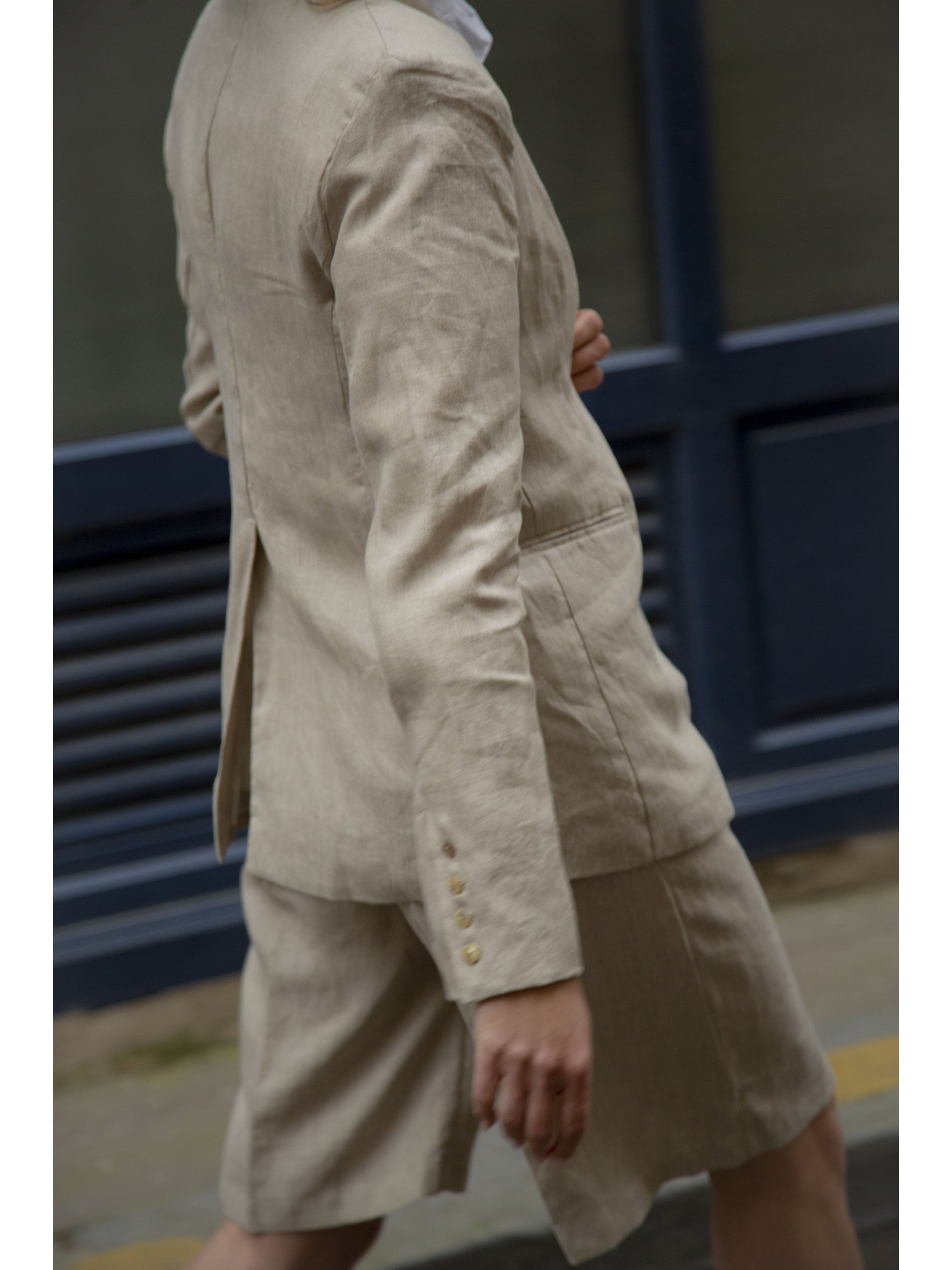 Linen Blazer in Natural Brown - l u • c i e e