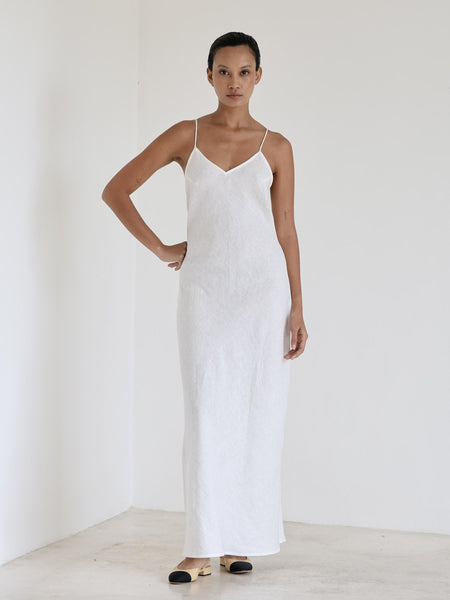 linear slip dress Linen Slip Dress L / Natural Brown
