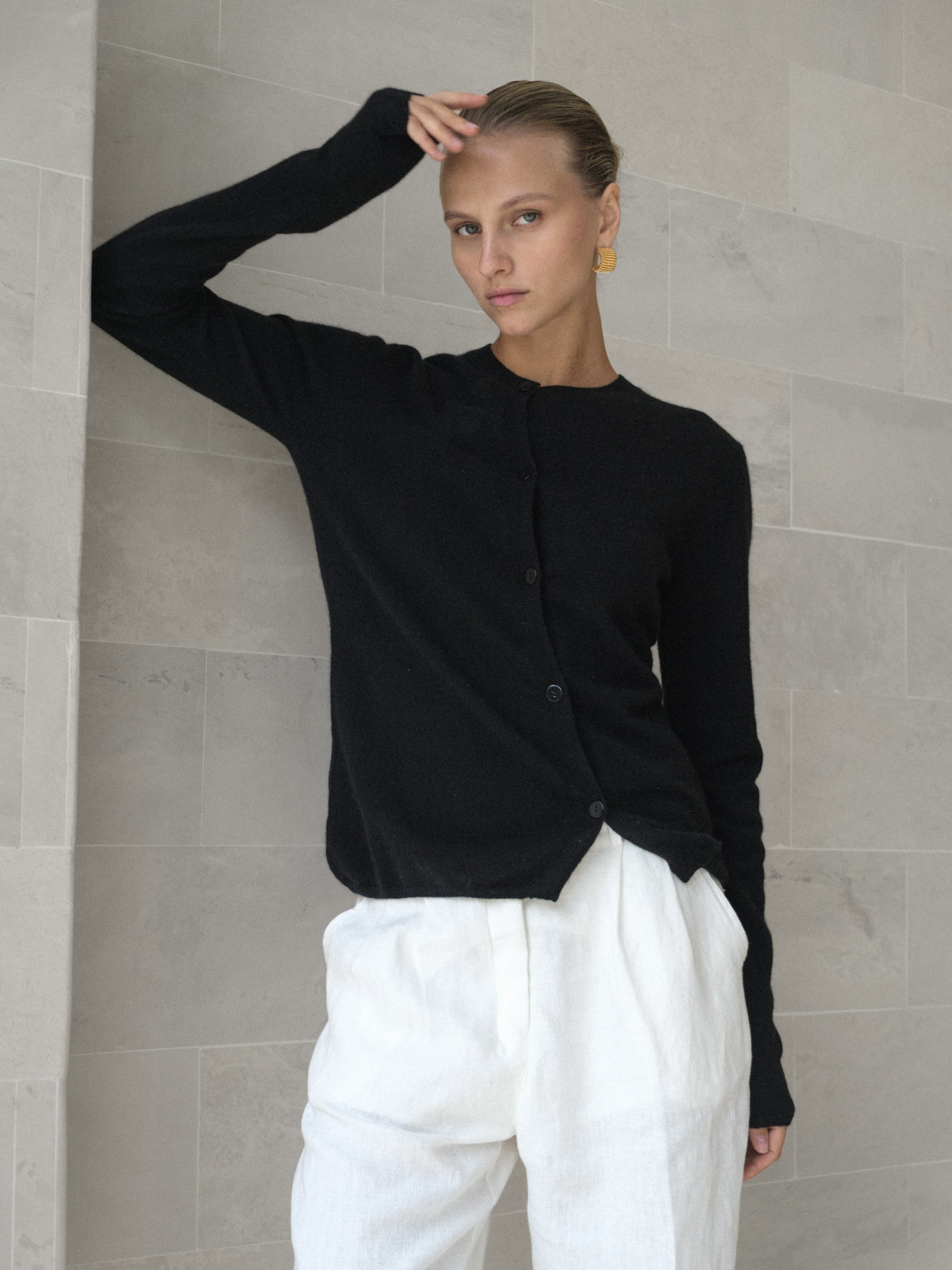 Cashmere Asymmetric Cardigan - l u • c i e e