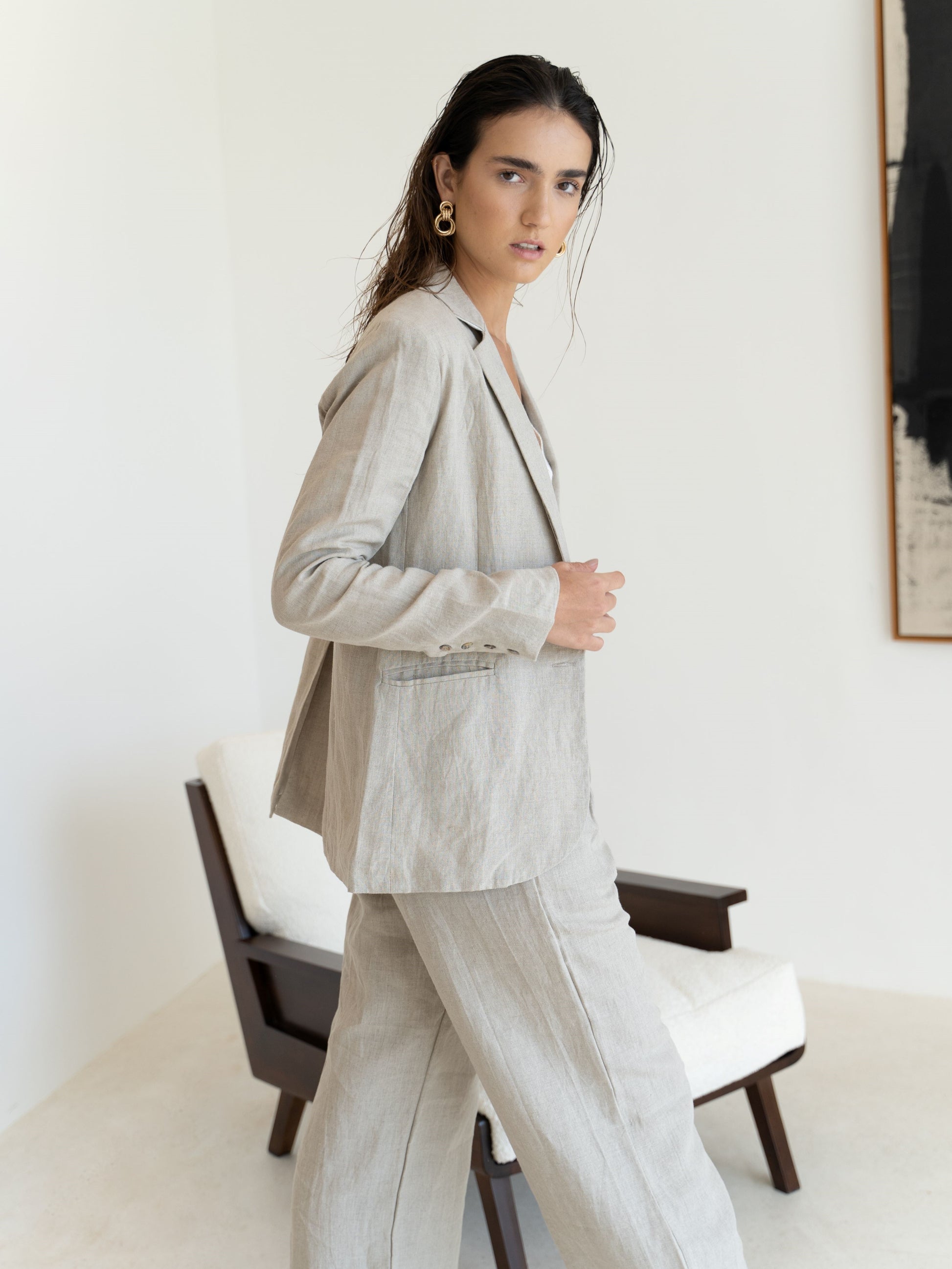 Linen Suit in Natural Brown – l u • c i e e