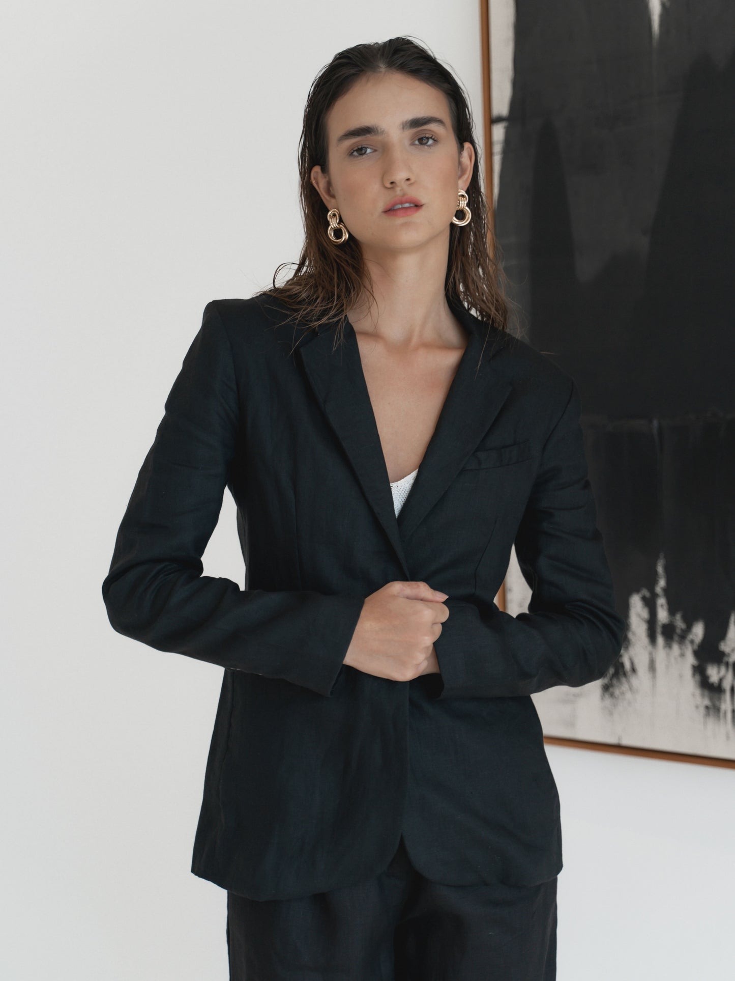 Linen Suit in Black - l u • c i e e