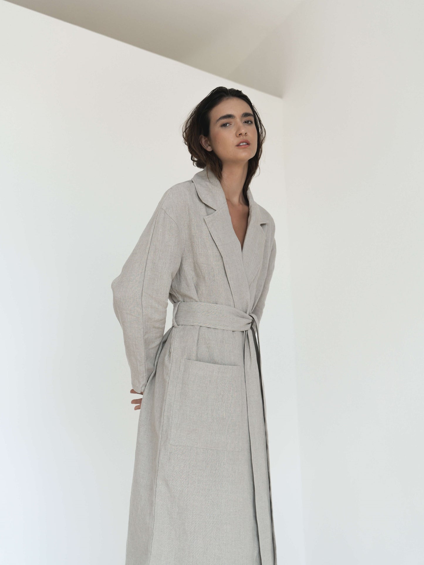 Relaxed-fit Linen Trench Coat - l u • c i e e