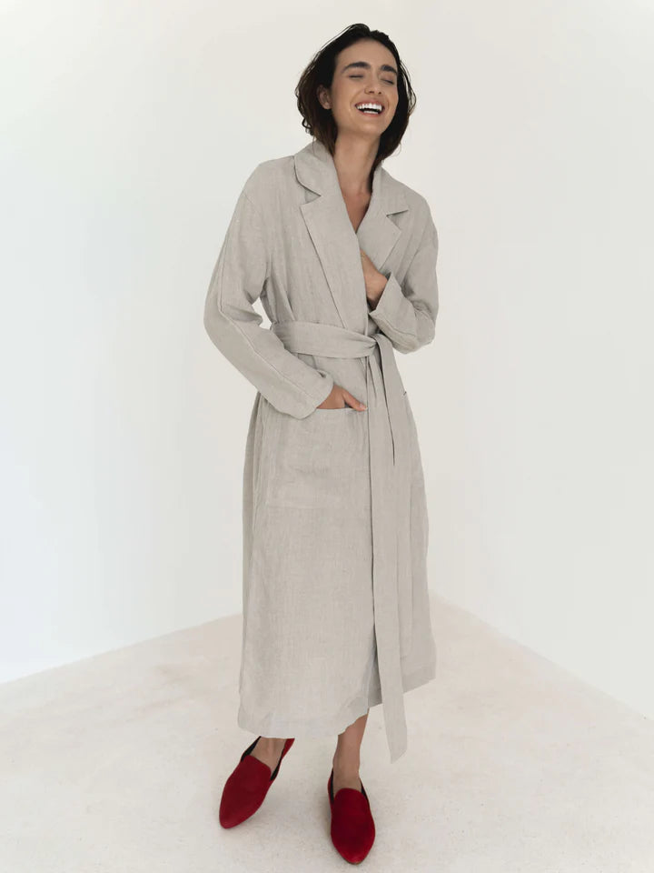 Relaxed-fit Linen Trench Coat in Brown - l u • c i e e