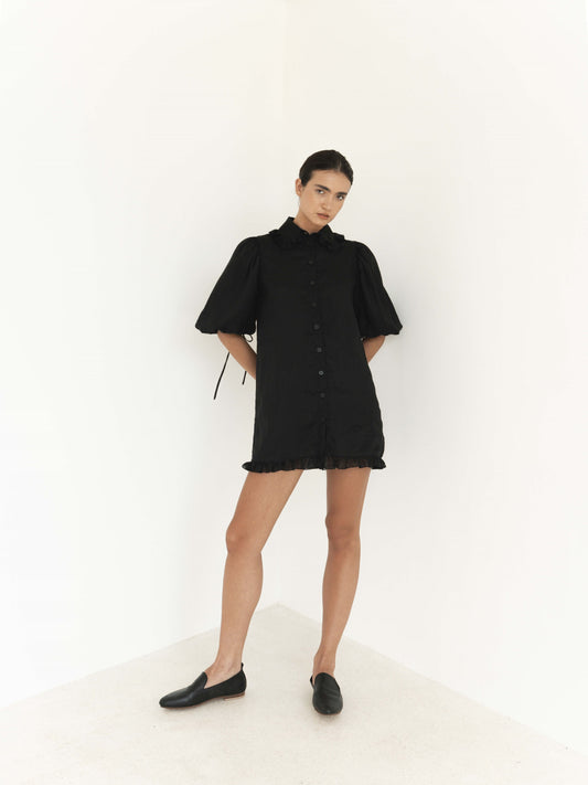 Valerie Ramie Dress in Black - l u • c i e e