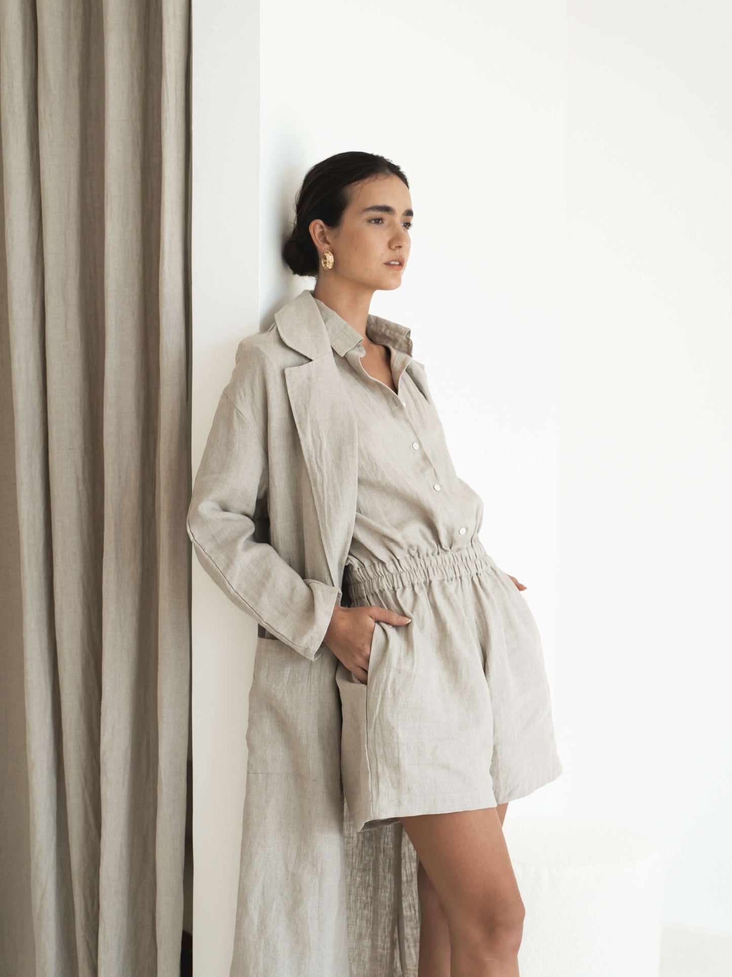 Relaxed-fit Linen Trench Coat - l u • c i e e