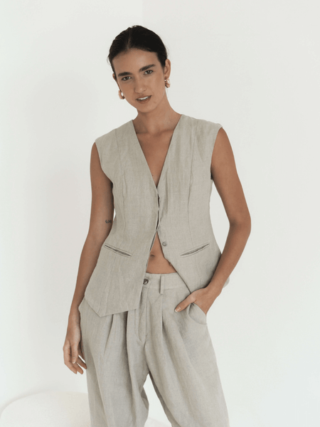 トップス MUSE de Deuxieme Class Lily Linen VEST ドゥーズィエムクラス Lily Linen Vネック ベスト MUSE - メルカリ