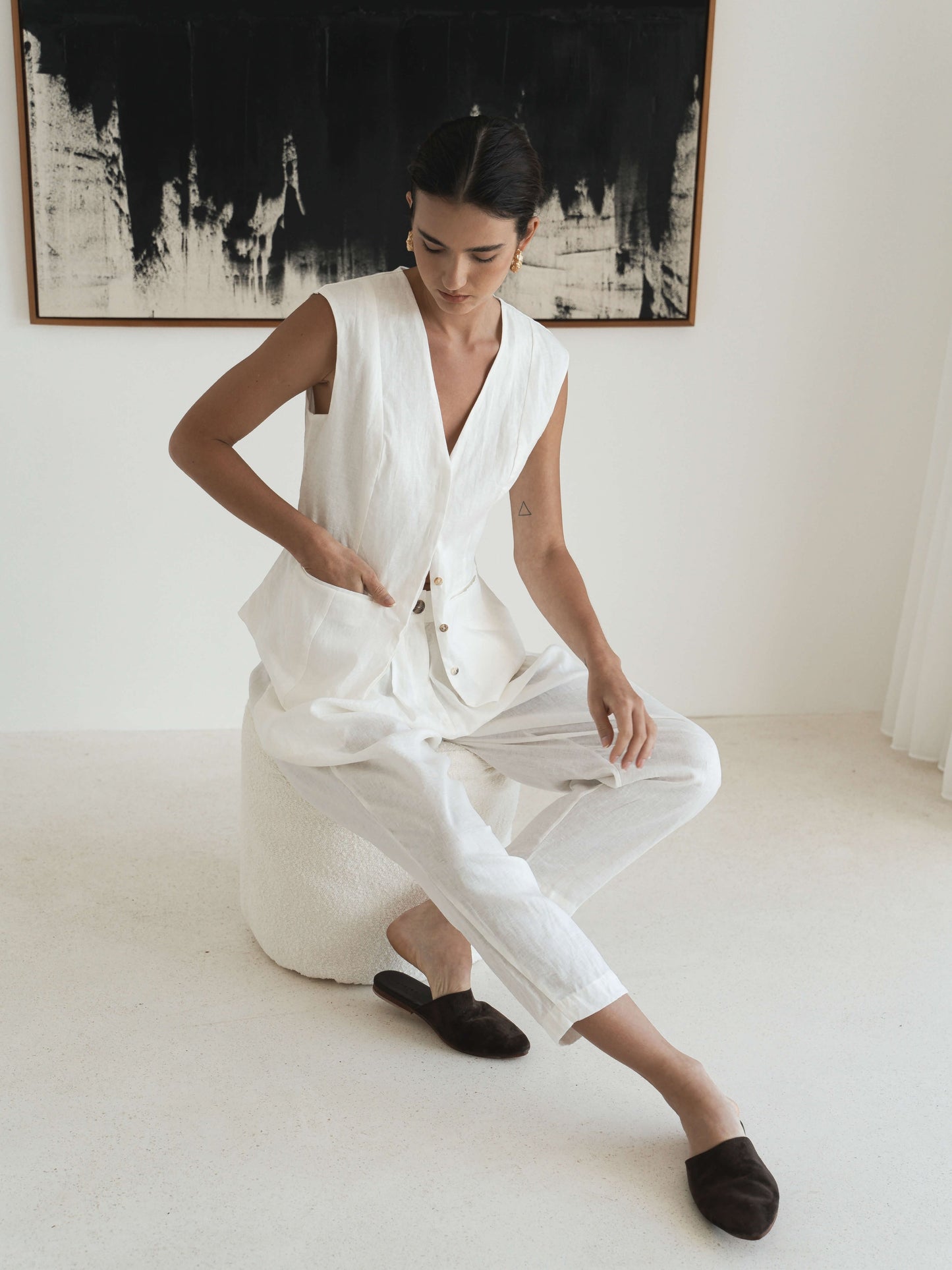 02 Gesine Linen Vest in Natural - l u • c i e e