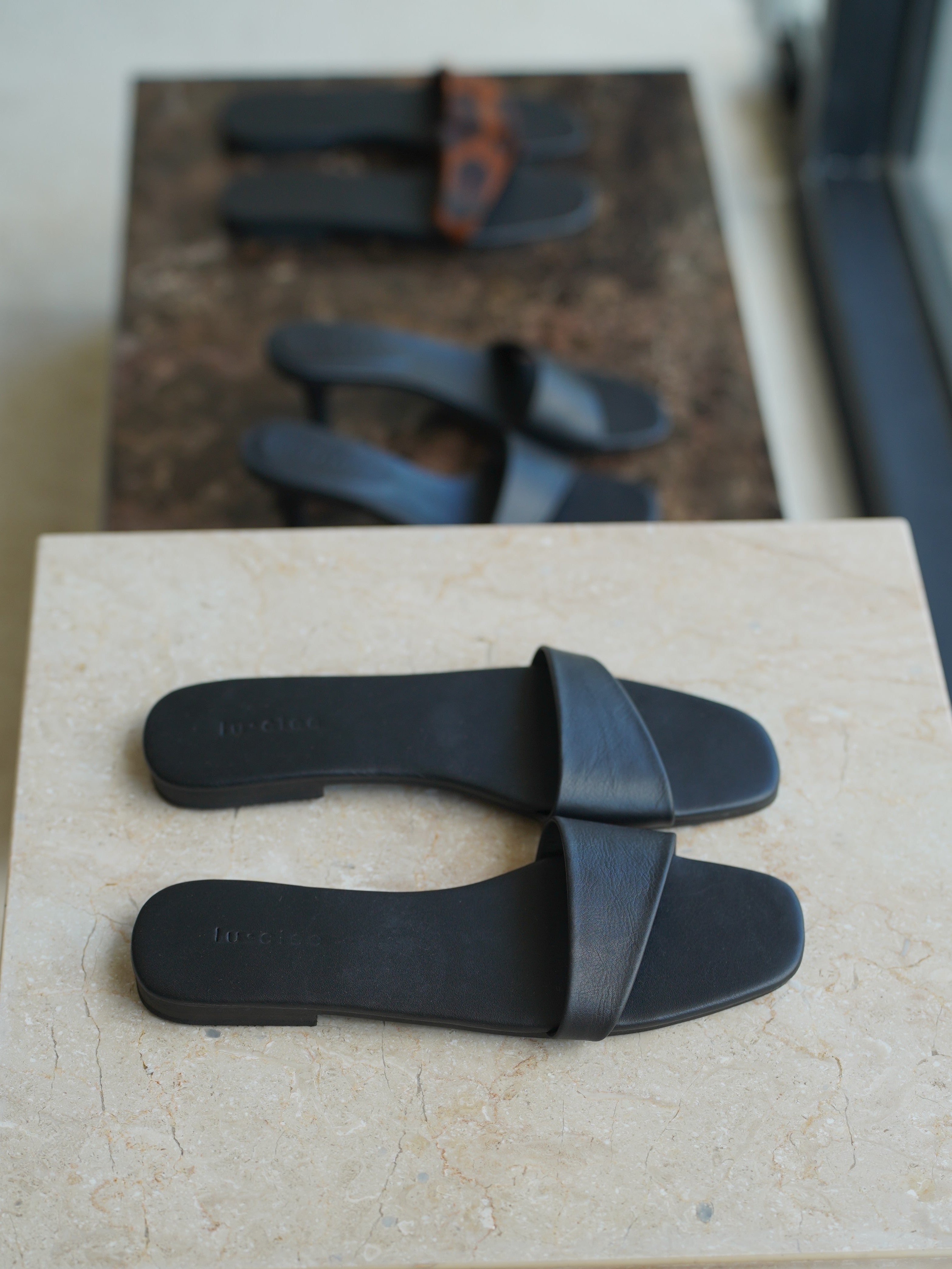 Asymmetric Leather Slide