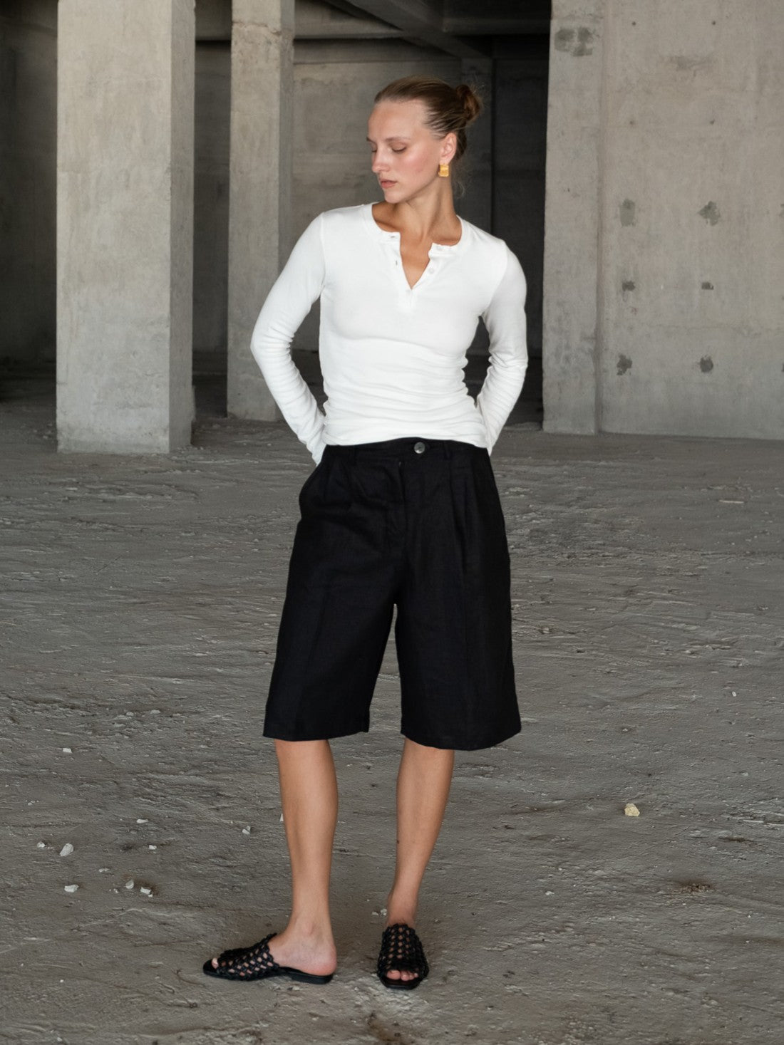 Linen Pleat Shorts - l u • c i e e