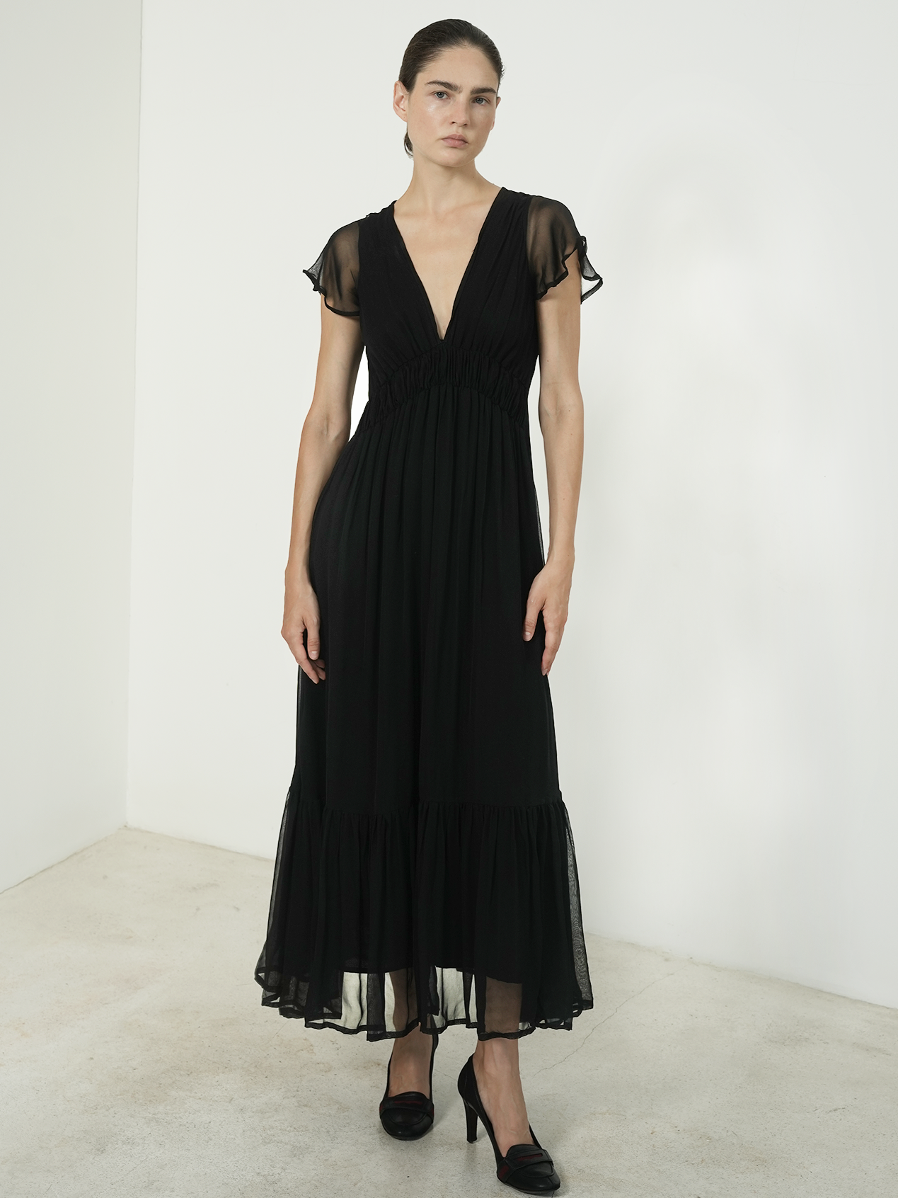lucie maxi dress Lucie | Red Ombre Satin Cowl-Neck Maxi Dress Club L London