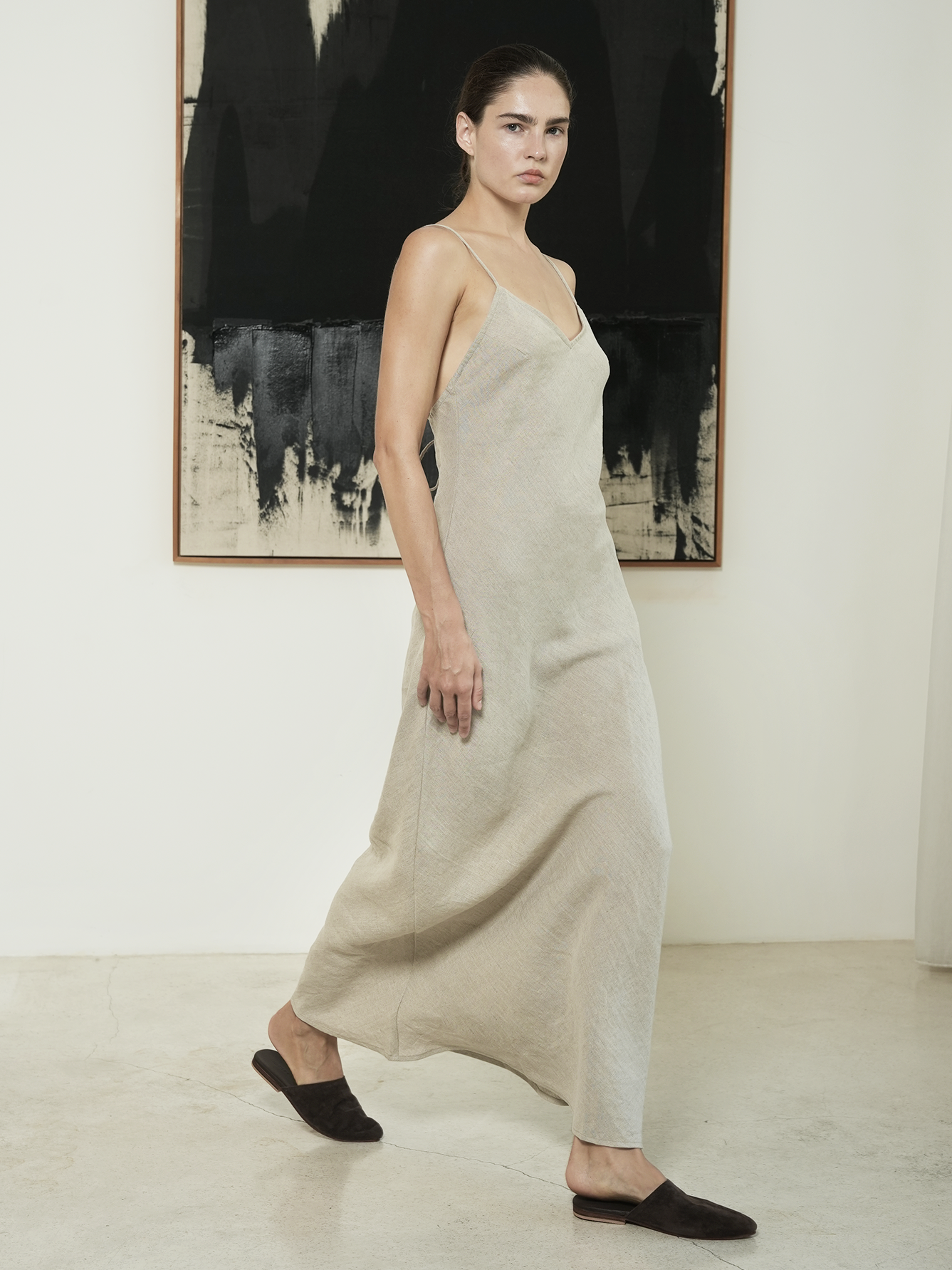 Linen Slip Dress in Natural - l u • c i e e