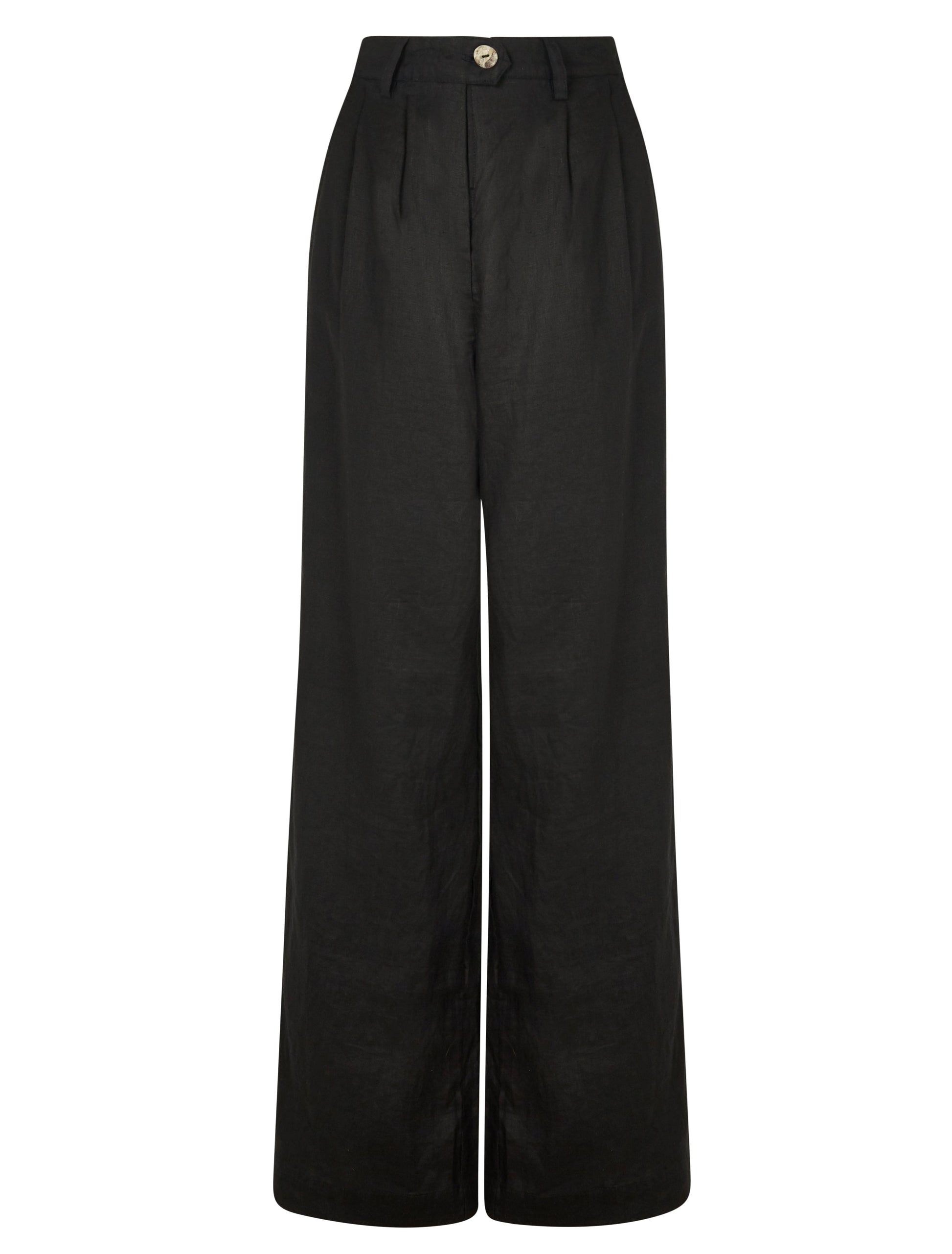 Linen Pleat Pant in Black - l u • c i e e