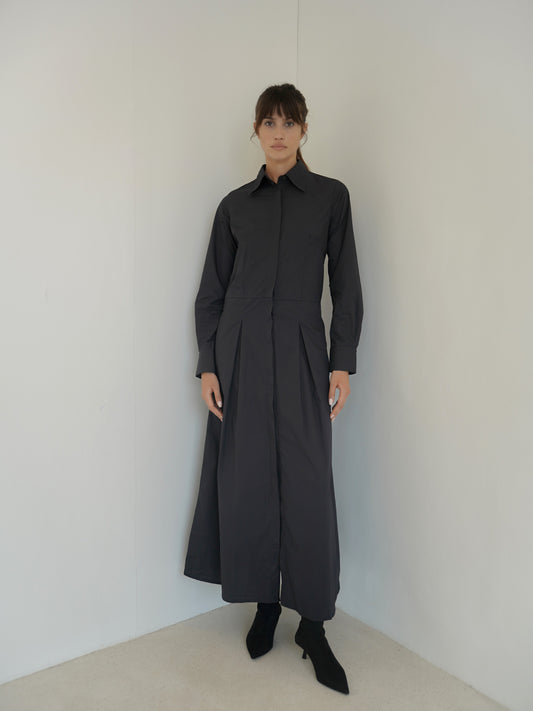Callista Shirt Dress in Black - l u • c i e e