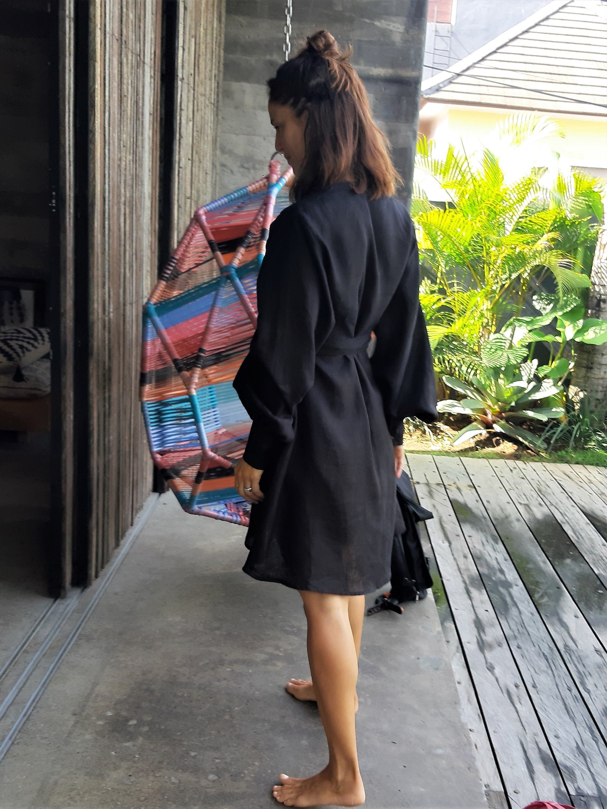 Sukee Linen Dress in Black - l u • c i e e