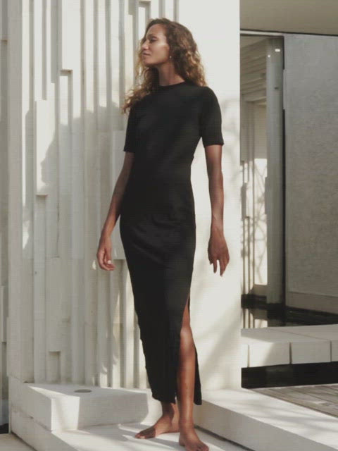 Elbow Sleeve Dress in Black