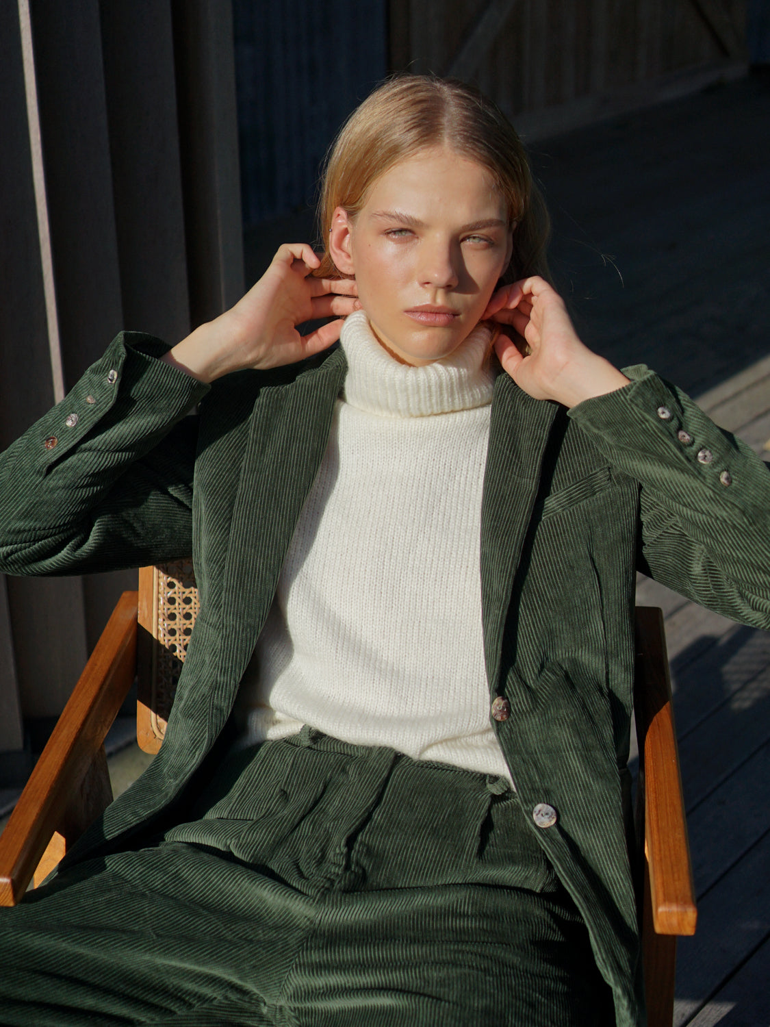 Corduroy Pleat Pant in Hunter Green - l u • c i e e