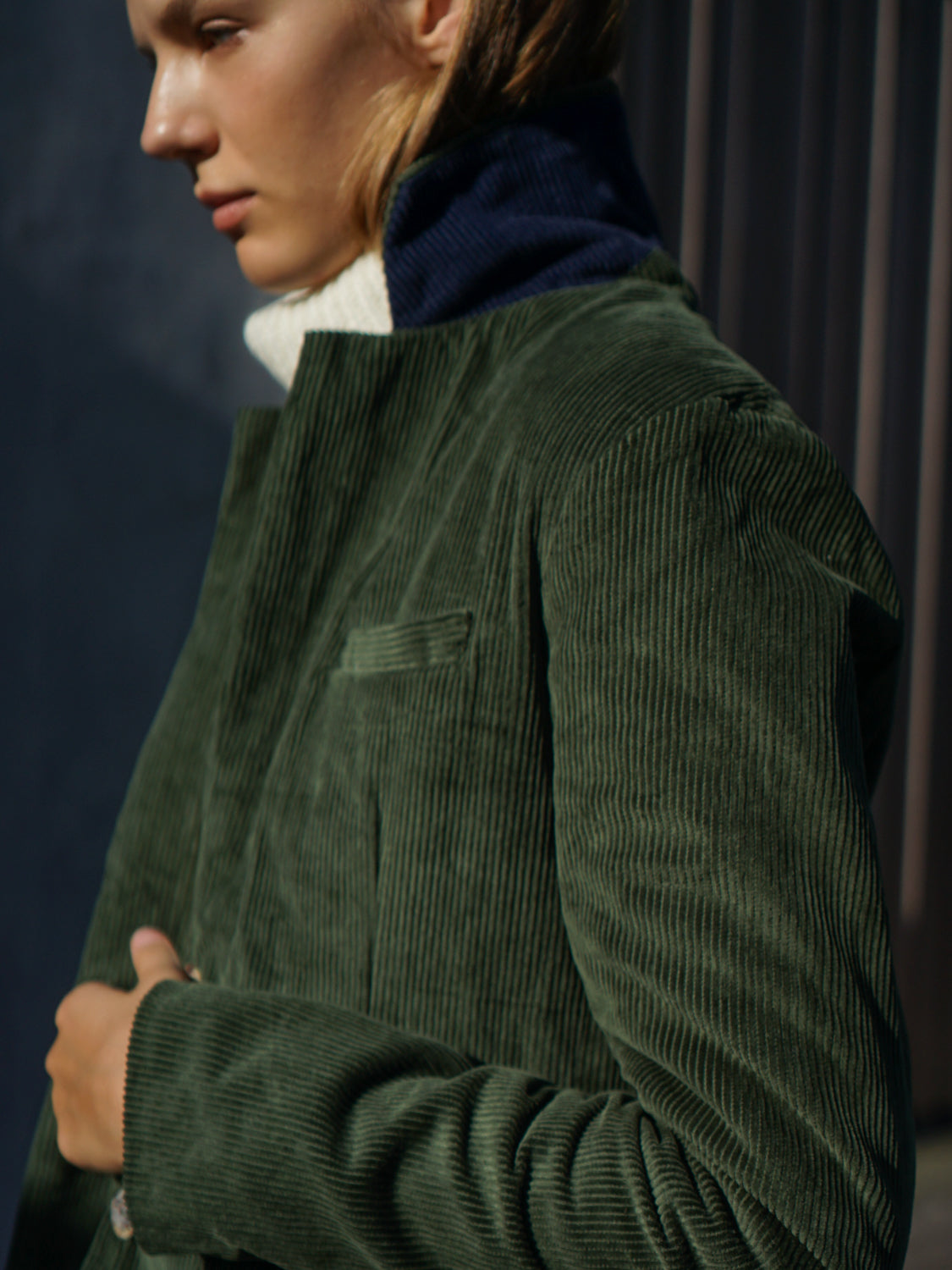 Corduroy Blazer in Hunter Green - l u • c i e e