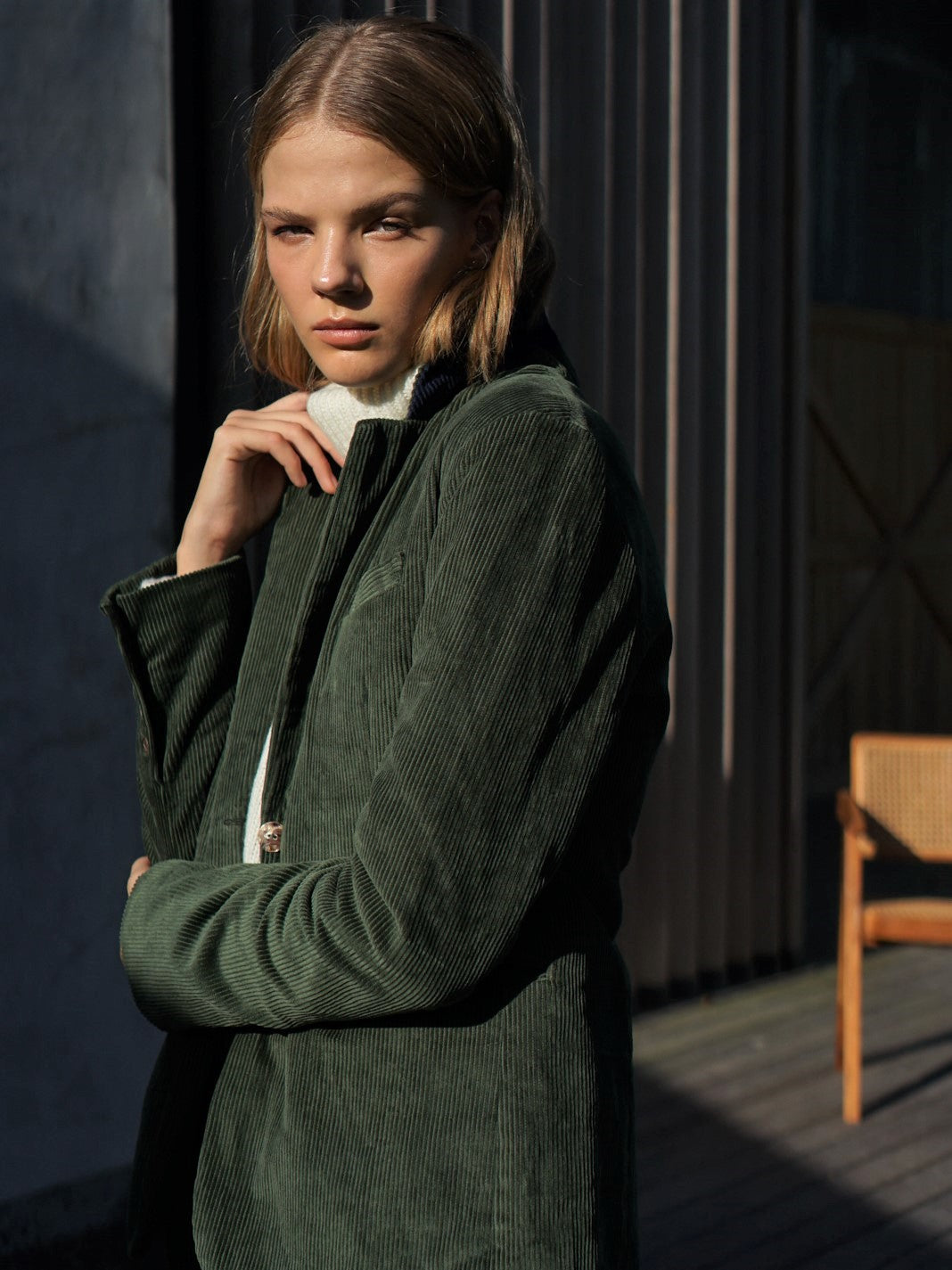 Corduroy Blazer in Hunter Green - l u • c i e e