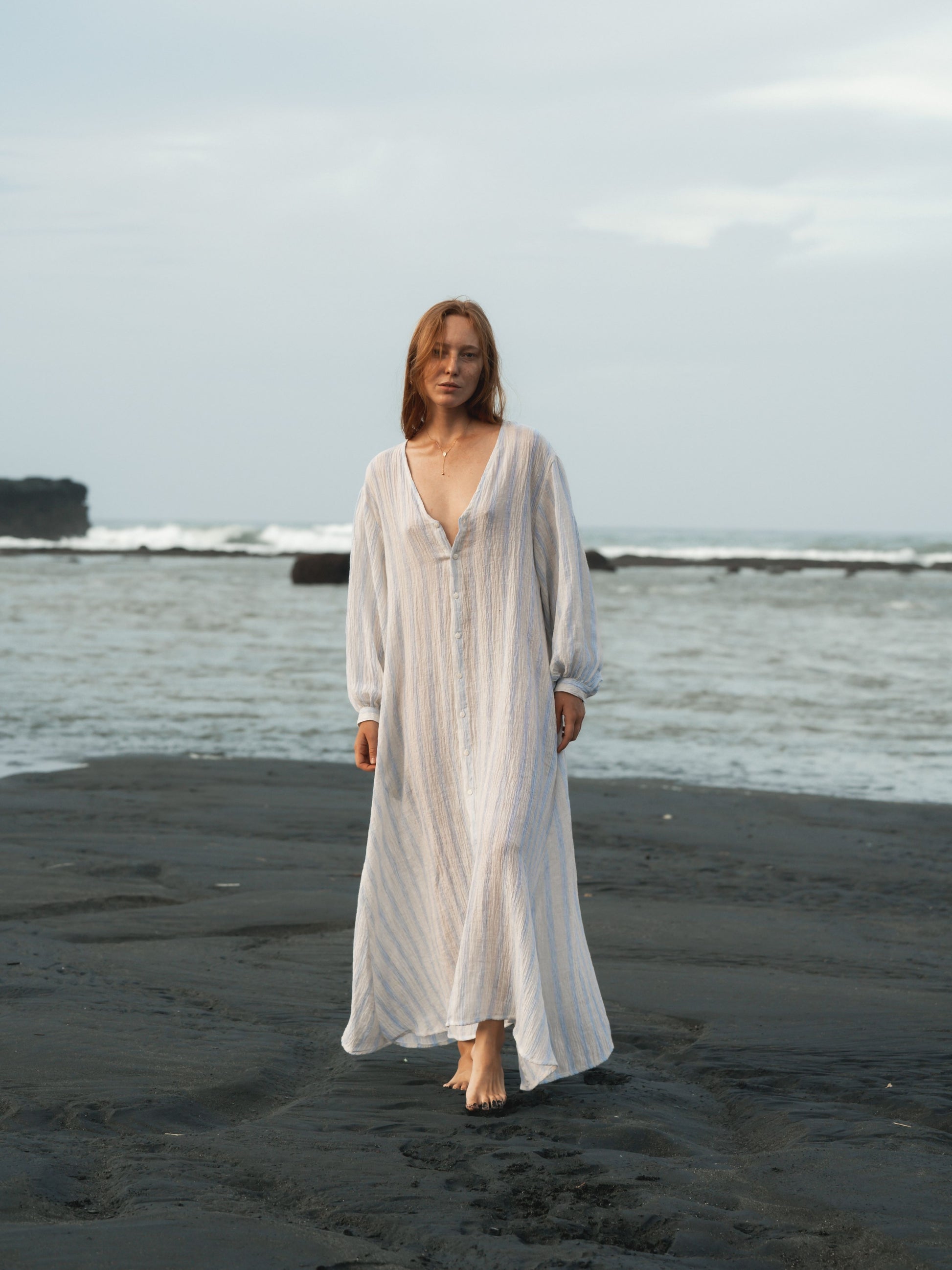 crinkle linen dress Baserange: Brown Max Crinkle Linen Maxi Dress