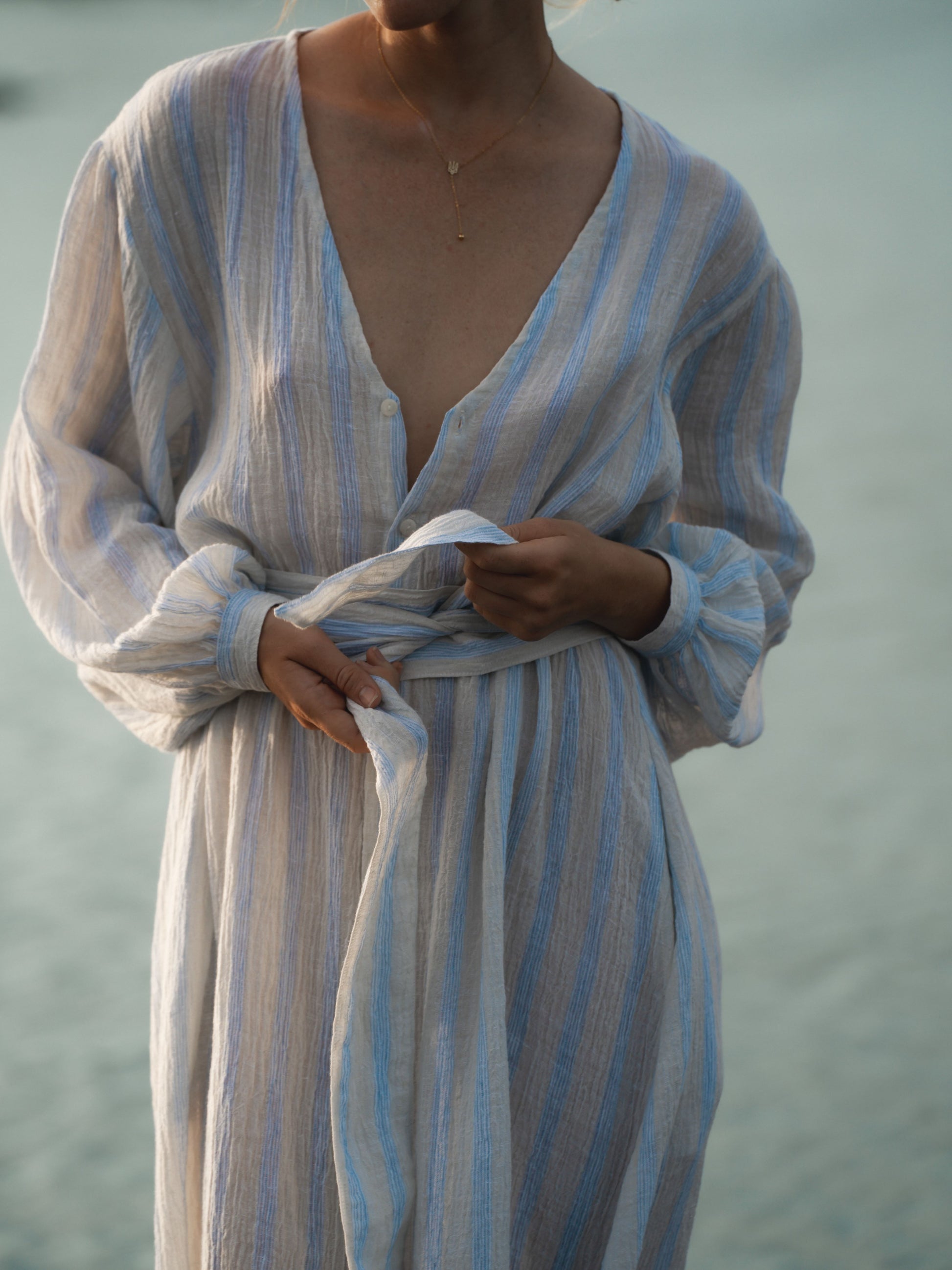 Linen Crinkle Blanche Dress M/L Linen Crinkle Blanche Dress M/L