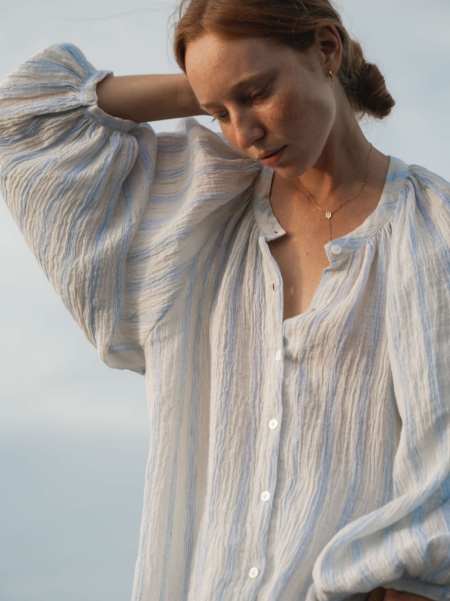 Linen Crinkle Oversized Blouse - l u • c i e e