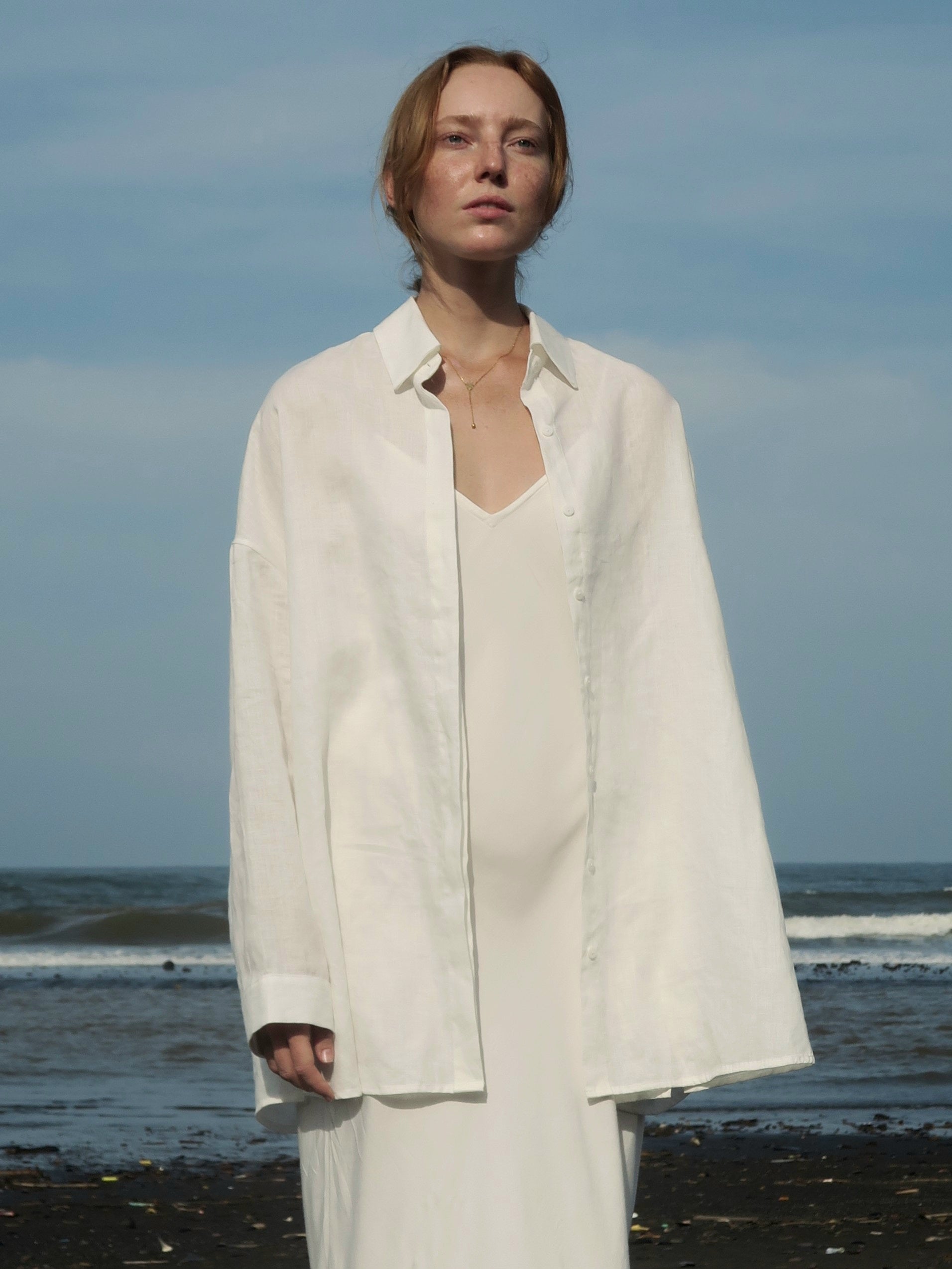 Linen Oversized Shirt in Natural - l u • c i e e