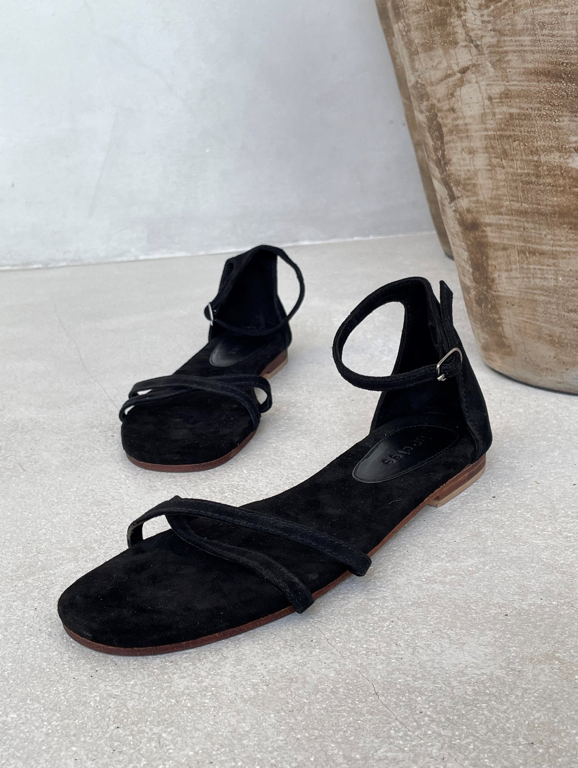 Lori Suede Sandal in Black - l u • c i e e