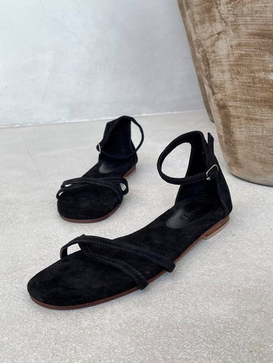 Lori Suede Sandal in Black - l u • c i e e