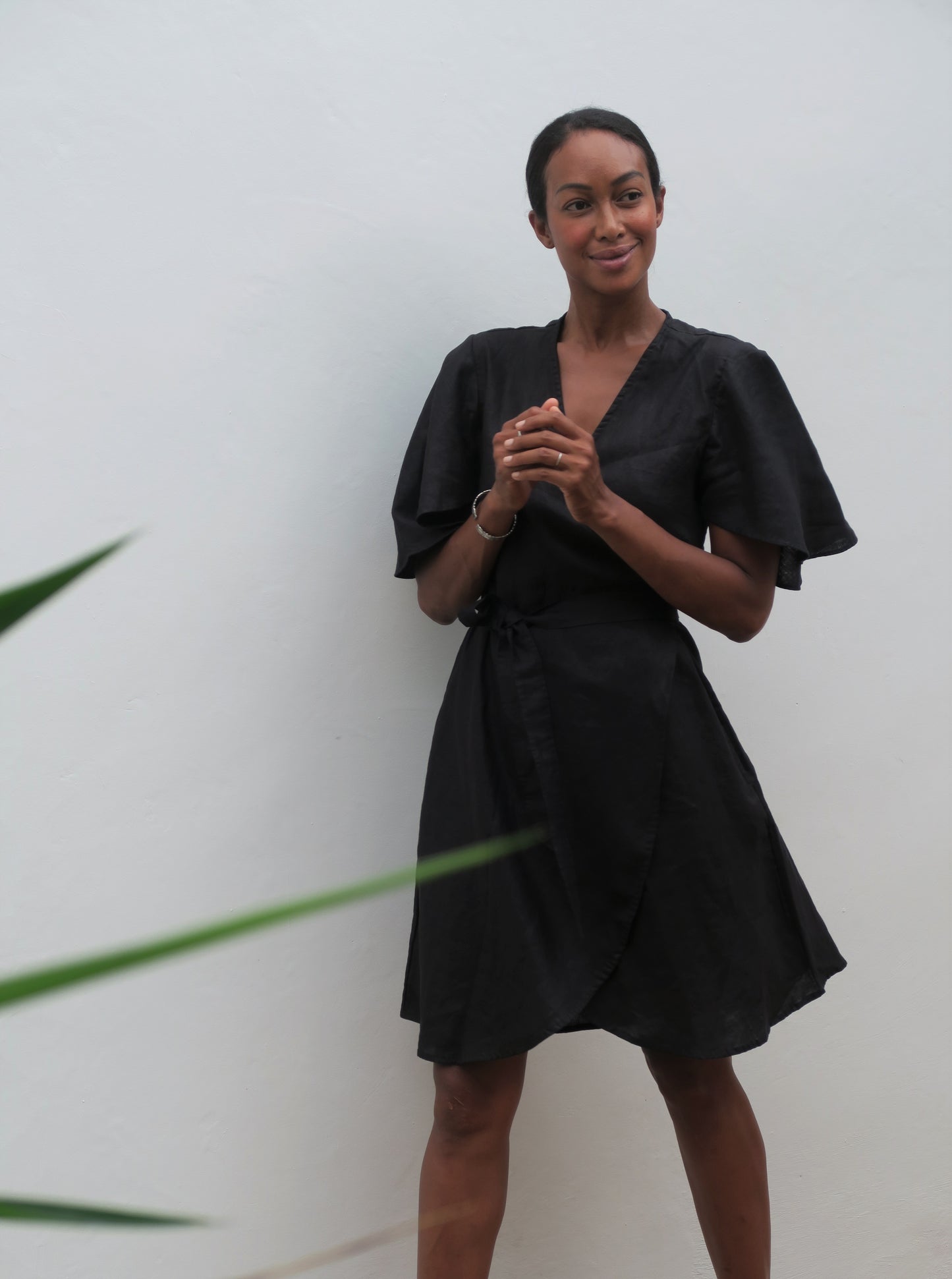 Ayla Linen Dress in Black - l u • c i e e