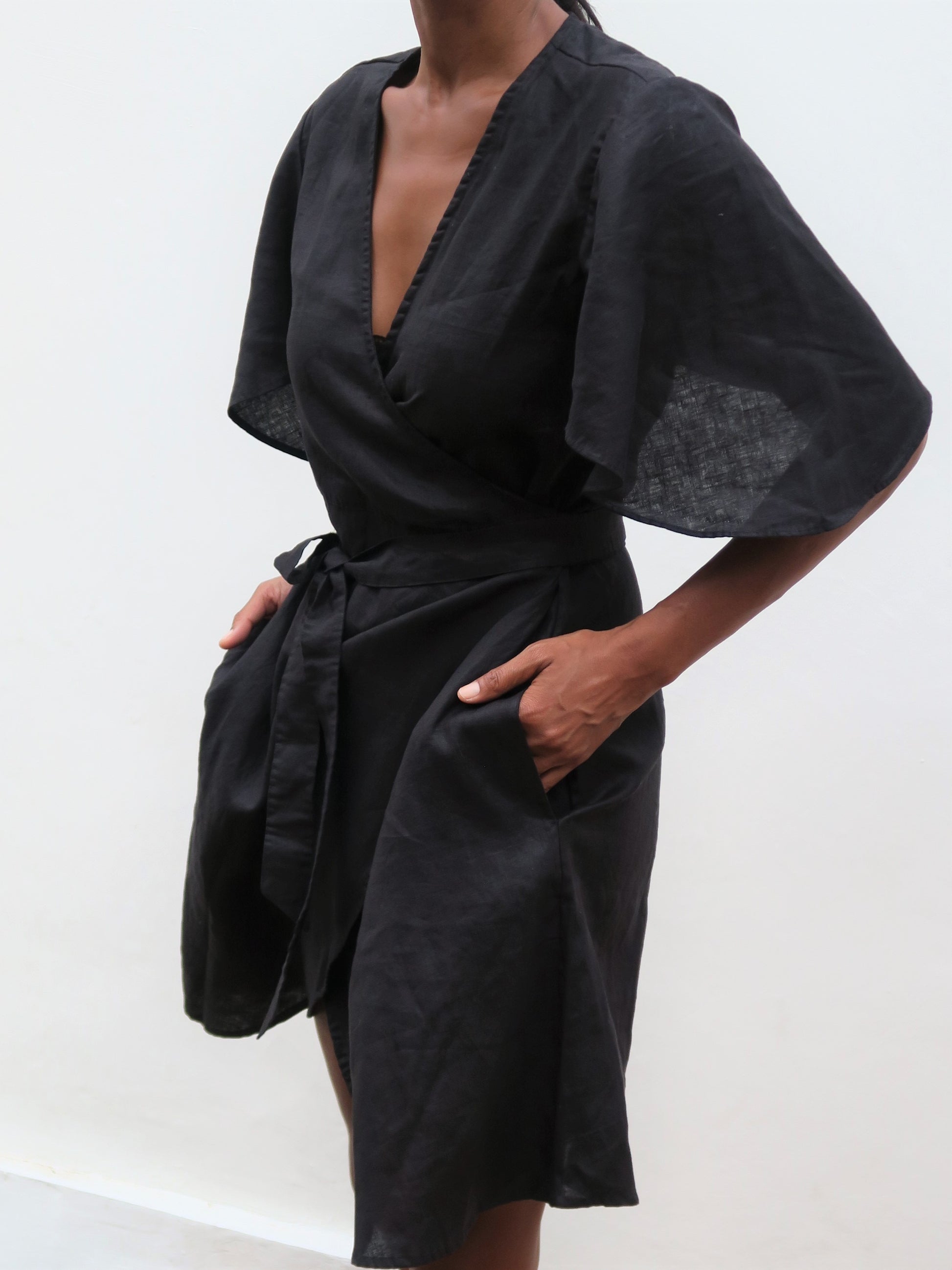 iralee linen wrap dress Easy Linen Wrap Dress
