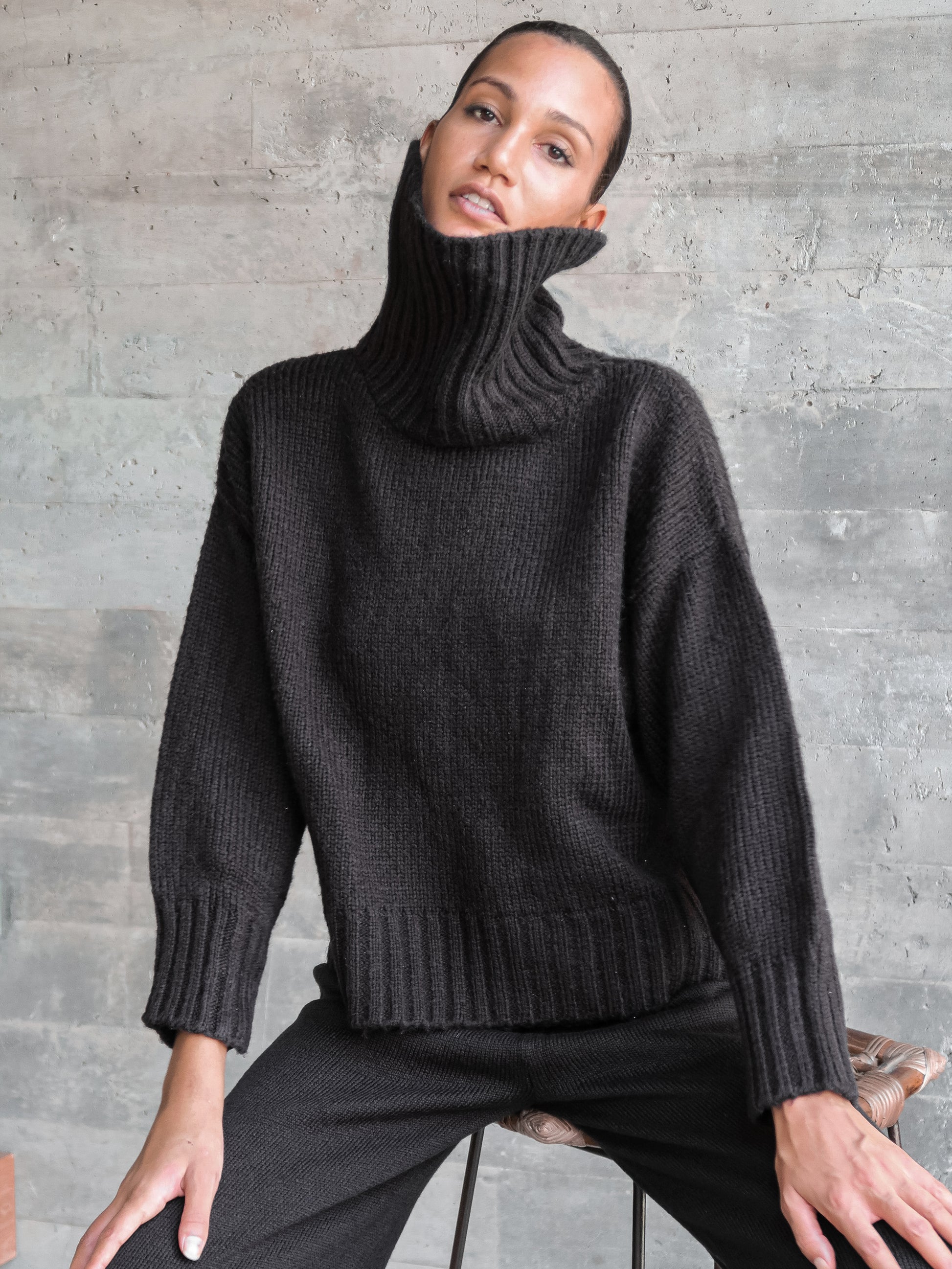 Berner Neck Sweater in Black - l u • c i e e