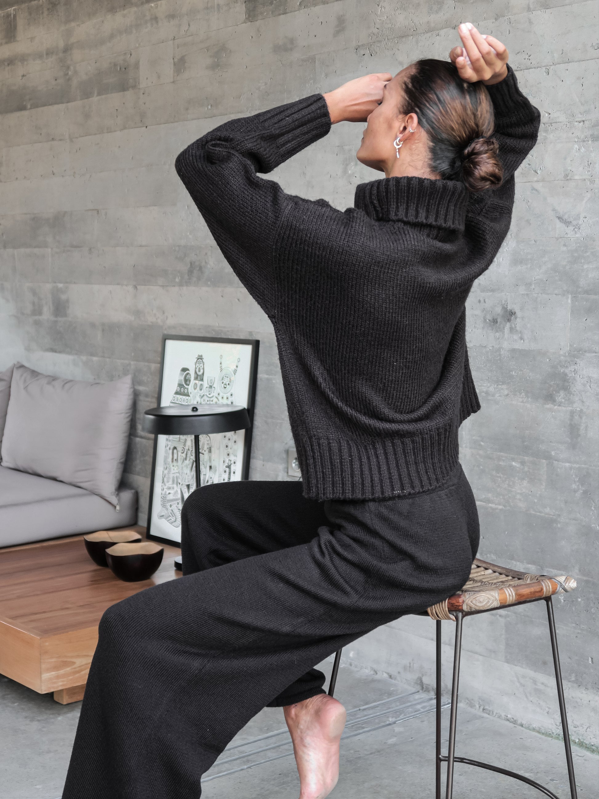 Berner Neck Sweater in Black - l u • c i e e
