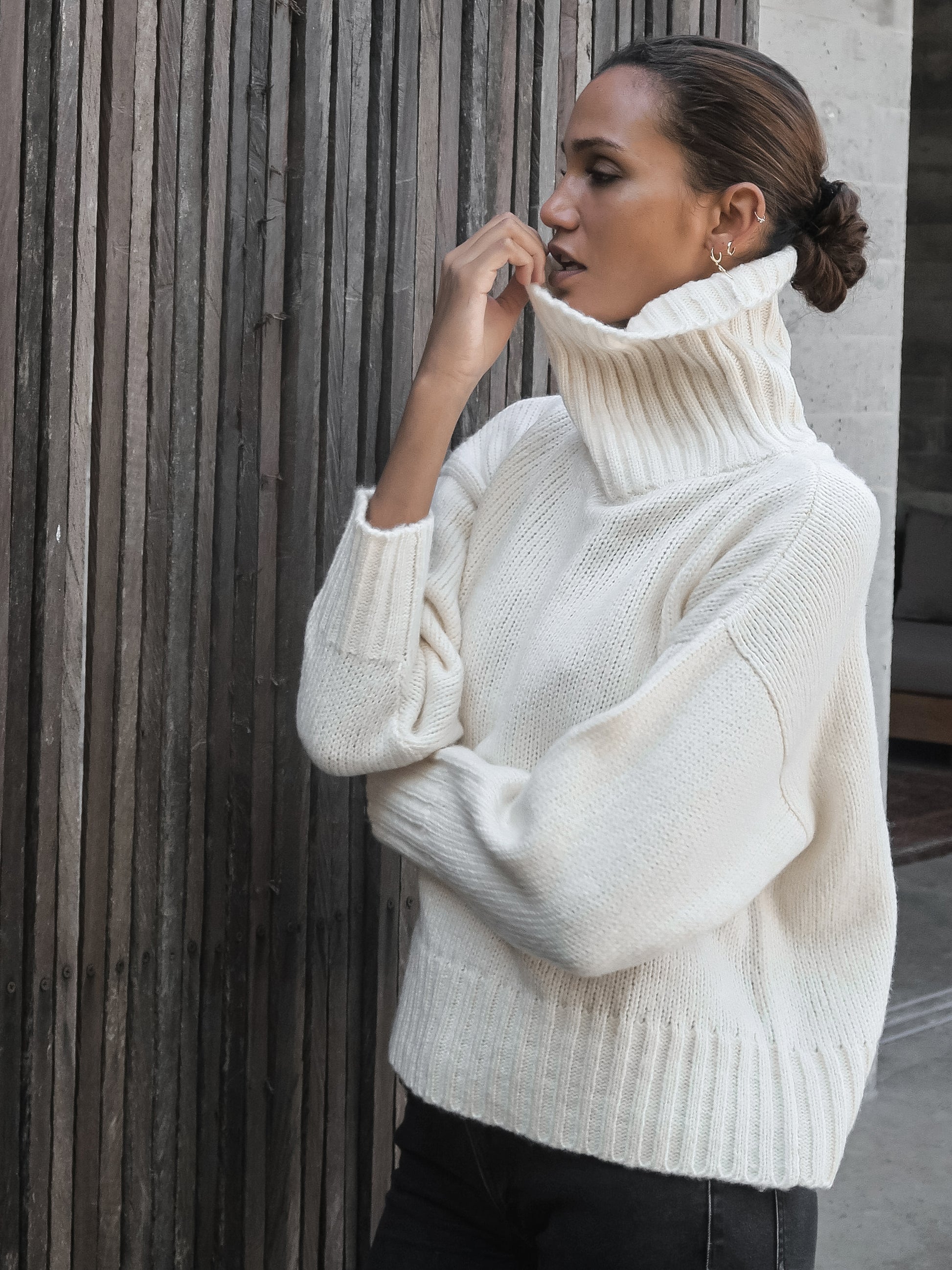 Berner Neck Sweater in Ivory - l u • c i e e