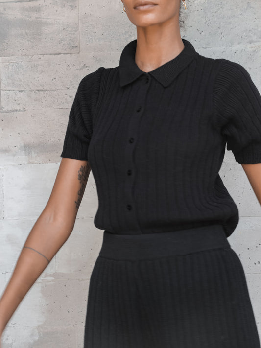 Gael Knit Shirt in Black - l u • c i e e