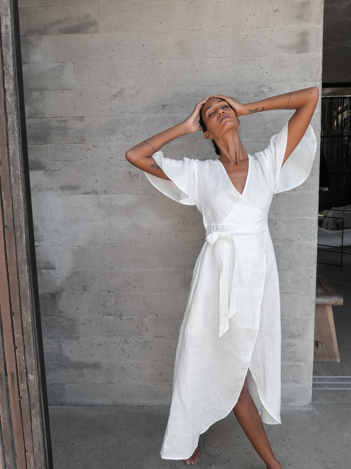 Dhalia Linen Dress in Natural - l u • c i e e