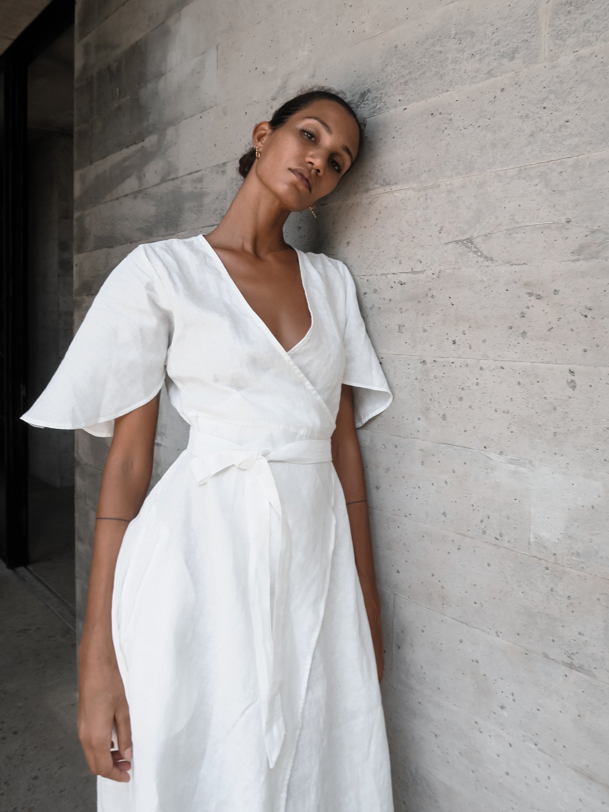 Dhalia Linen Dress in Natural - l u • c i e e