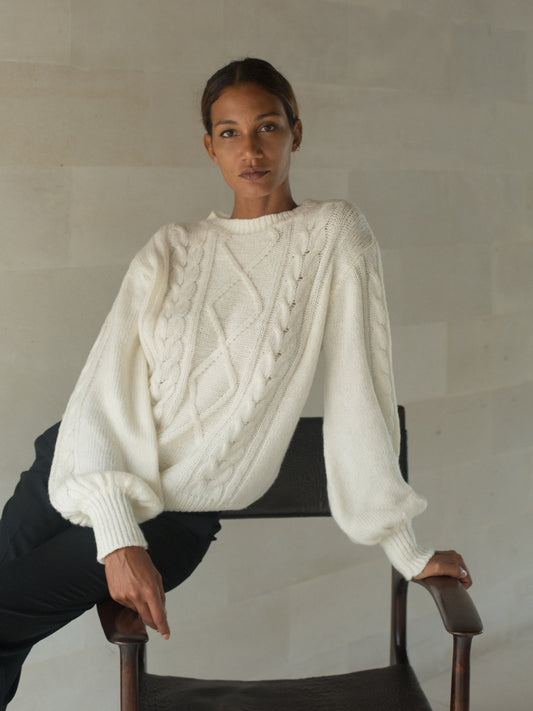 Cecile Mohair Sweater in Ivory - l u • c i e e
