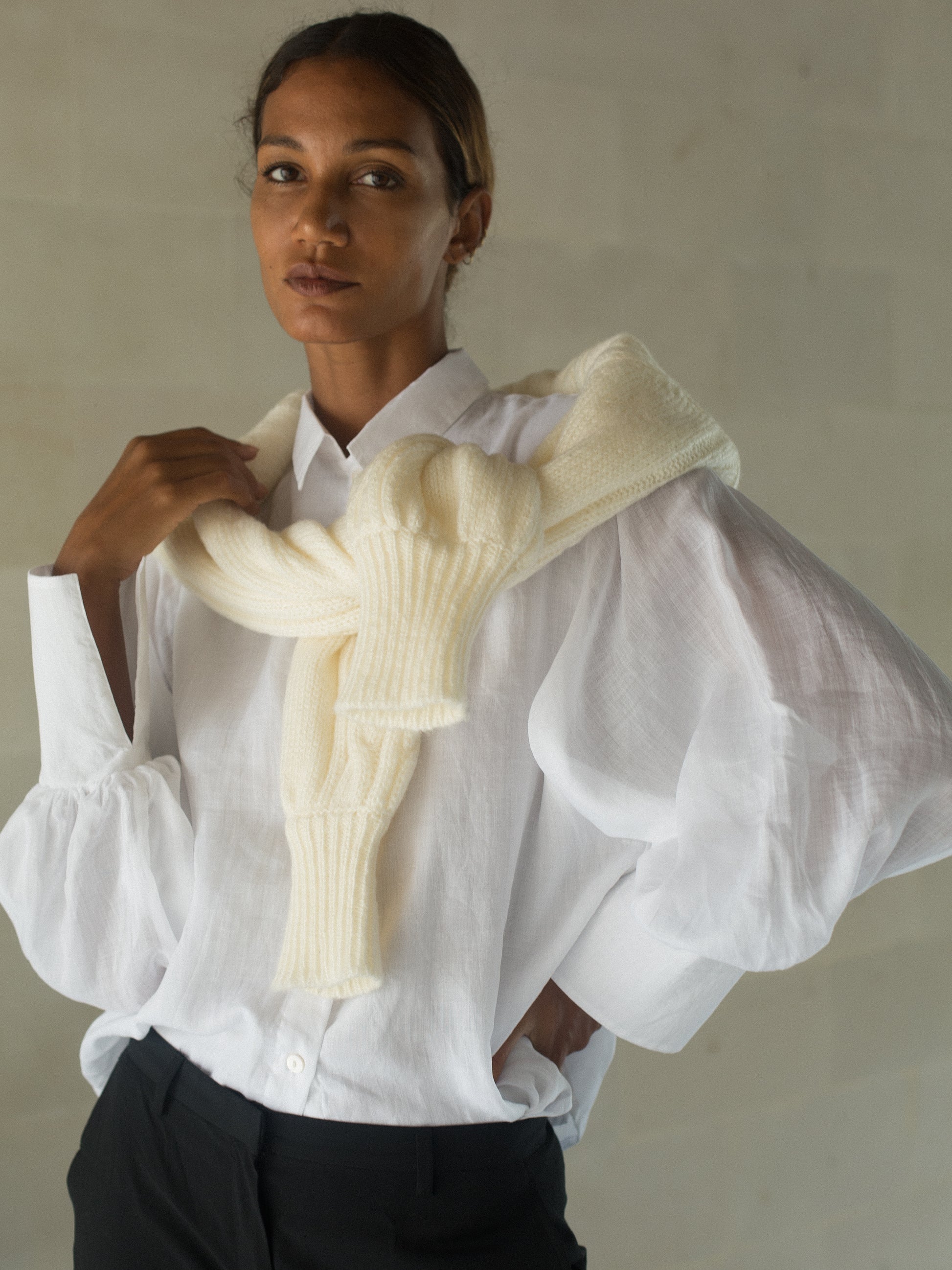 Cecile Mohair Sweater in Ivory - l u • c i e e