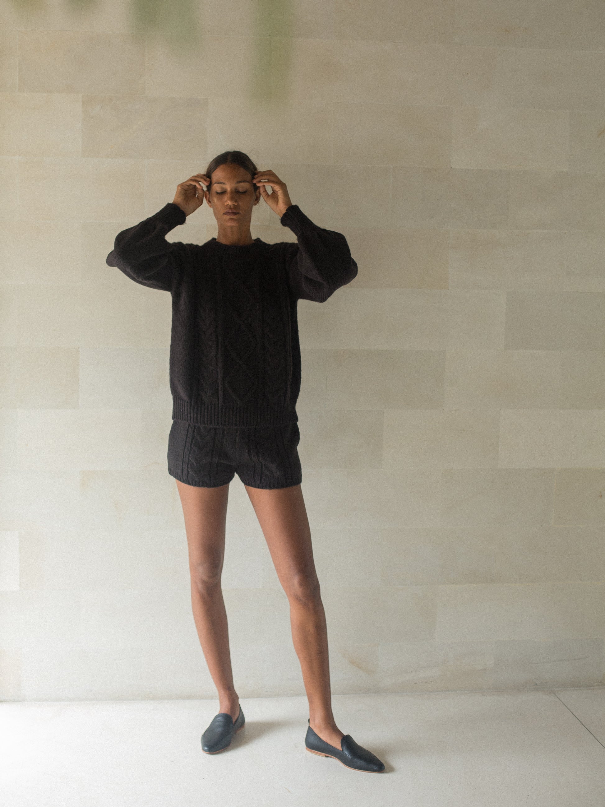 Cecile Mohair Shorts in Black - l u • c i e e