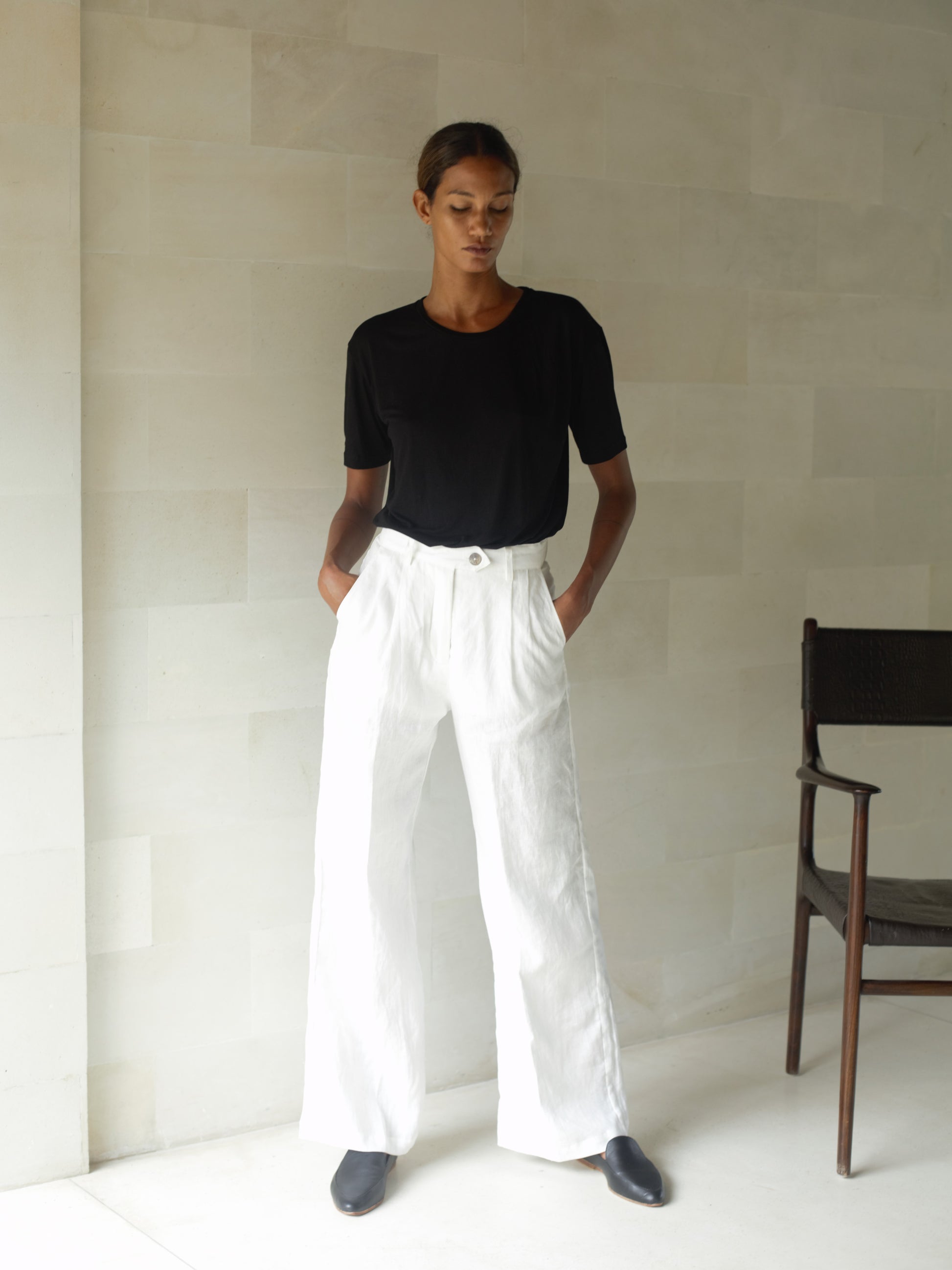 Linen Pleat Pant in Natural - l u • c i e e