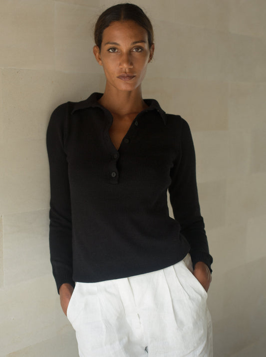 Chopin Knit Shirt in Black - l u • c i e e