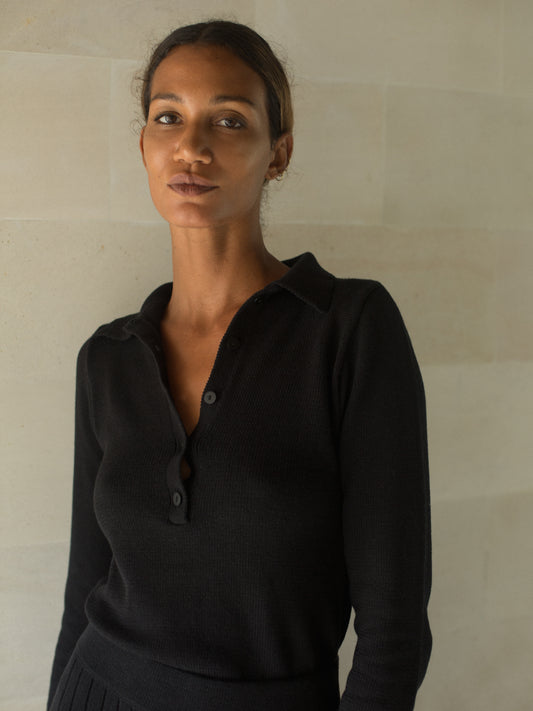 Chopin Knit Shirt in Black - l u • c i e e