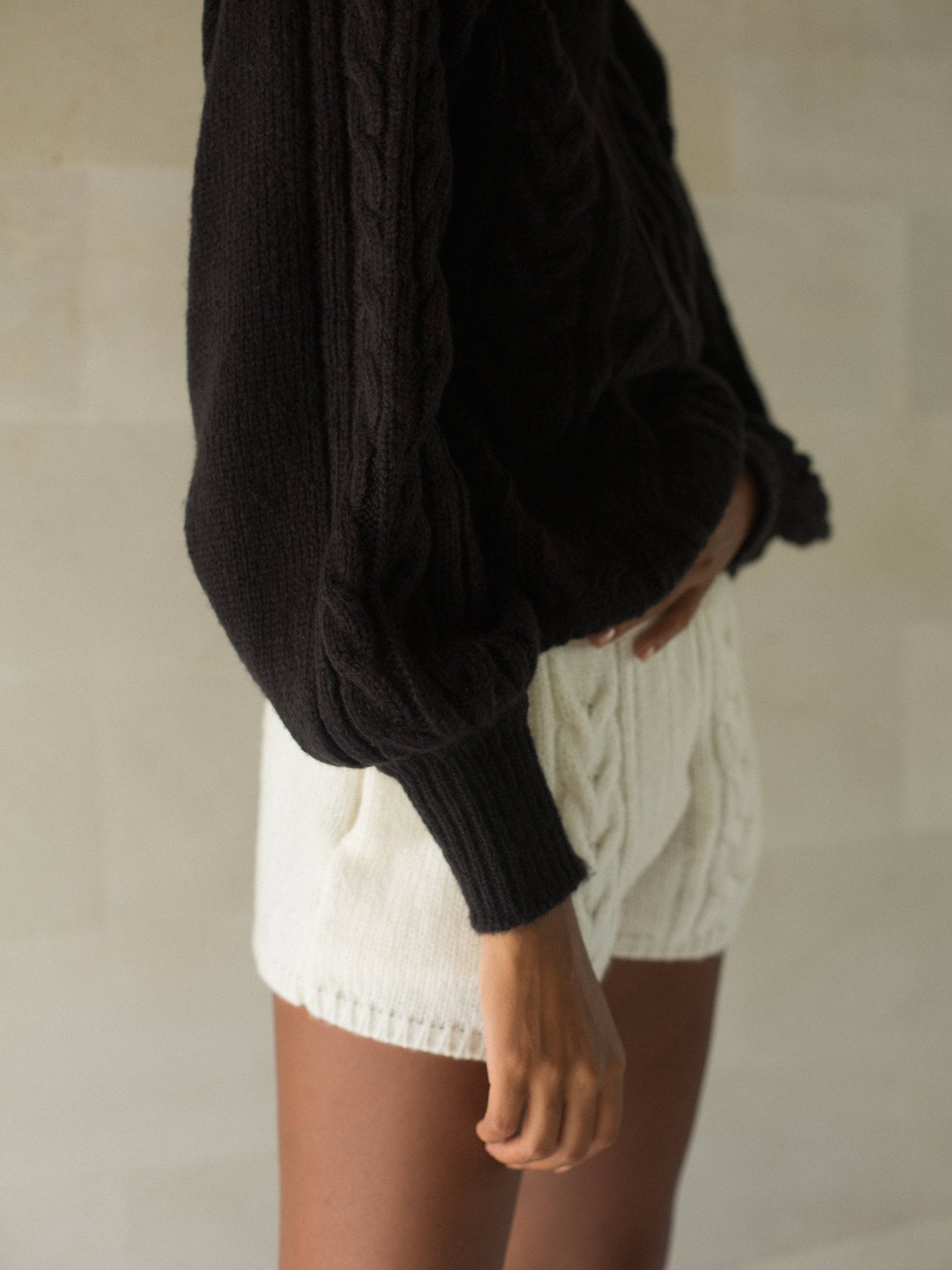 Cecile Mohair Shorts in Ivory - l u • c i e e